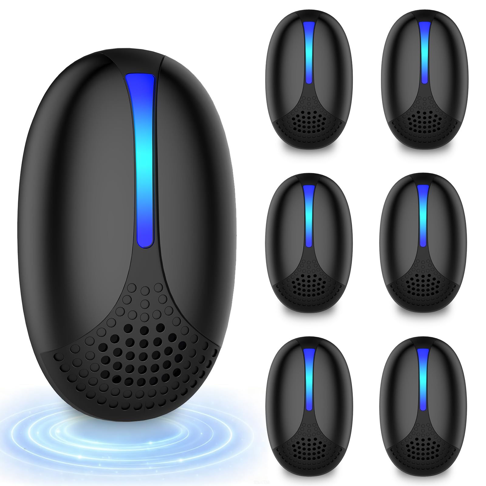 Ultraschall Schädlingsbekämpfer 6er Set – Plug-In Mäuseabwehr & Elektronischer Insektenvertreiber gegen Mäuse, Ratten, Mücken, Kakerlaken, Spinnen – Für Innenräume（Schwarz）