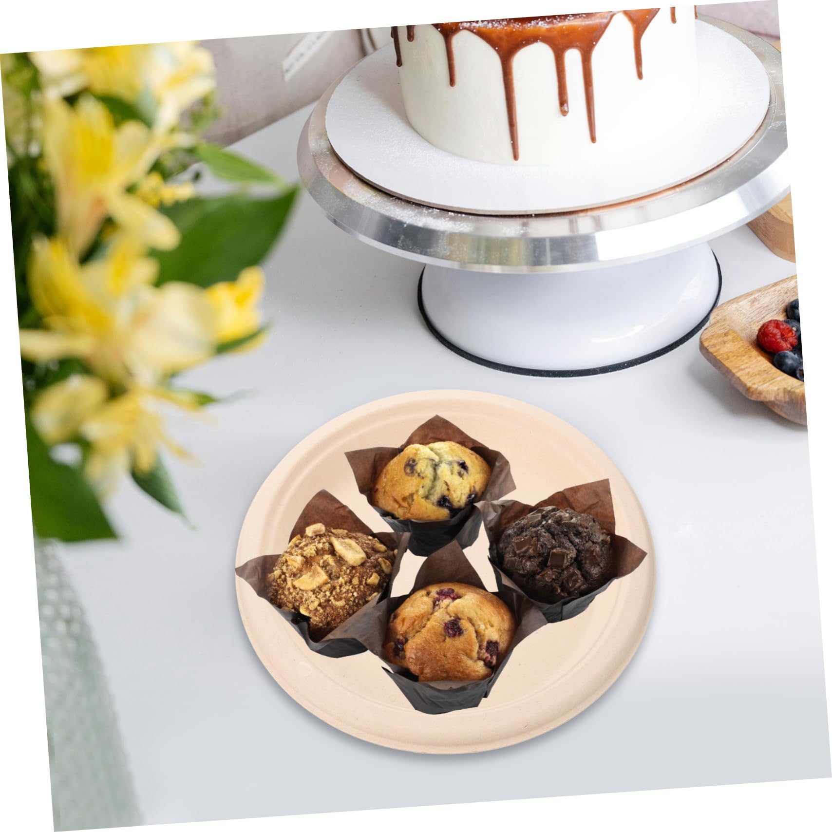minkissy Pappteller 50stücke aus Papier 50 Stück Stabil und Praktisch für Partys Feste Desserts und Speisen