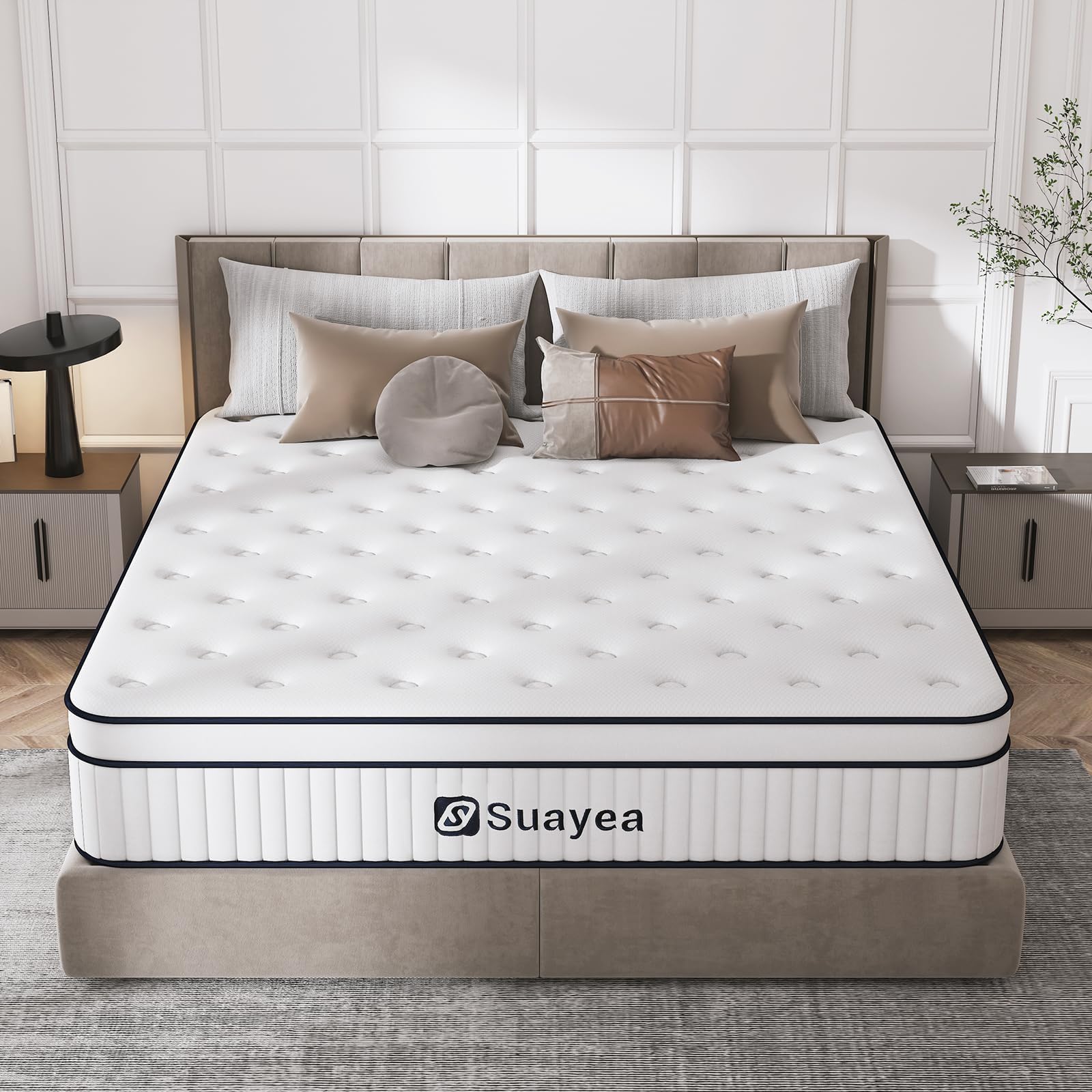 SUAYEA King Mattress, 10 Inch Pressure Relief King Size Hybrid Mattress
