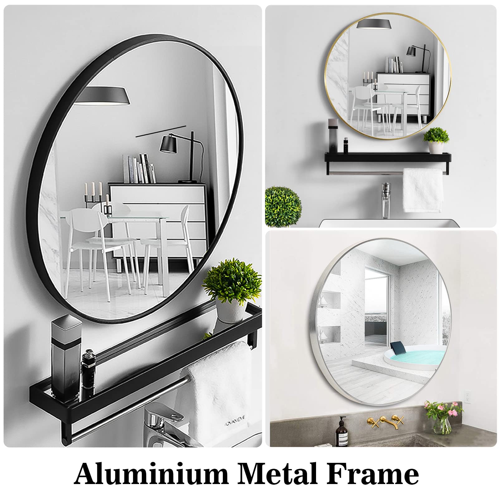 Warmiehomy Schwarzer Badezimmerspiegel Mit Metallrahmen - Gewölbter Wandspiegel 40x50cm