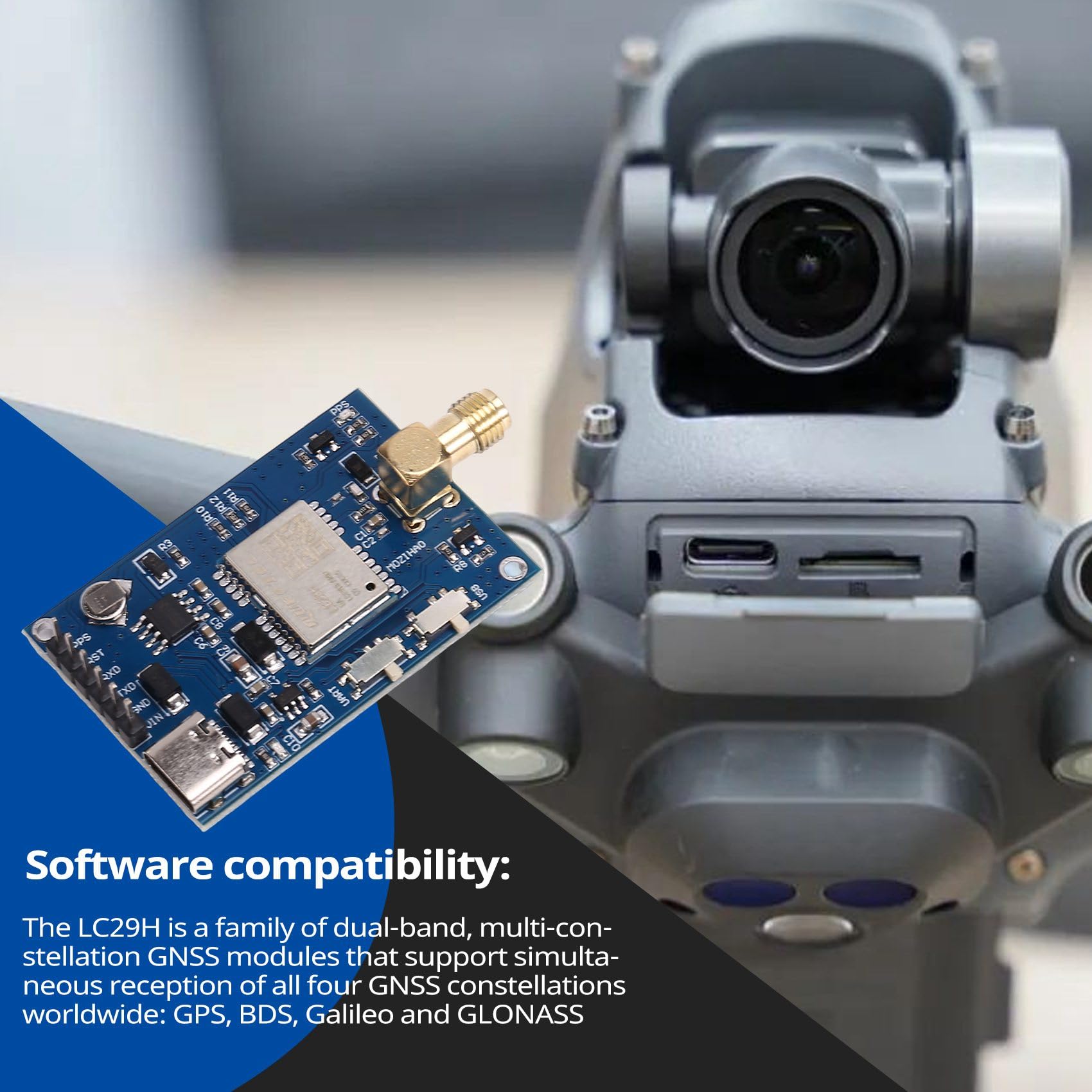 Quectel LC29HEA Módulo RTK de Centimétrico de Alta Precisión 10 HZ Drone Control de Vuelo Estación Móvil Diferencial GNSS