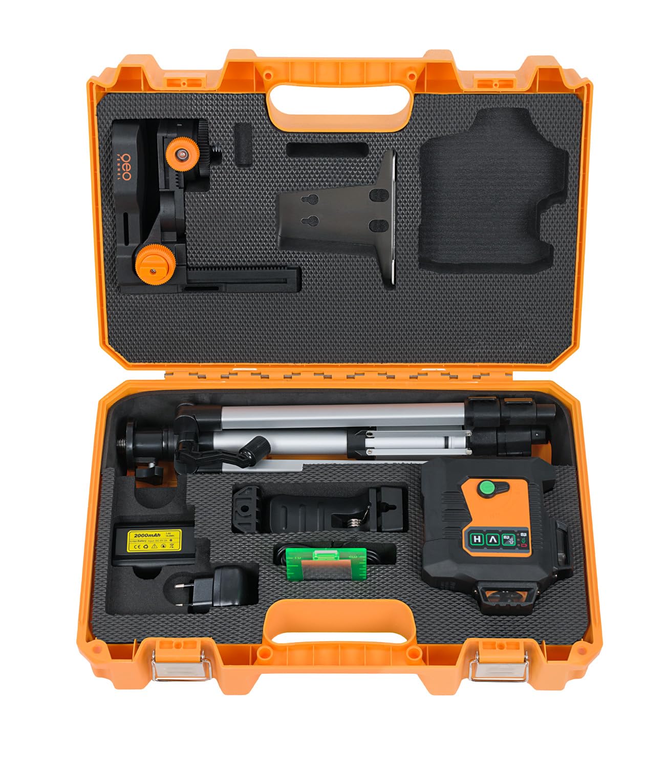 FLG 534640 Lot de 6 lasers laser multi-lignes 360° Vert dans une boîte à outils compacte avec de nombreux accessoires pour vos travaux d'aménagement intérieur