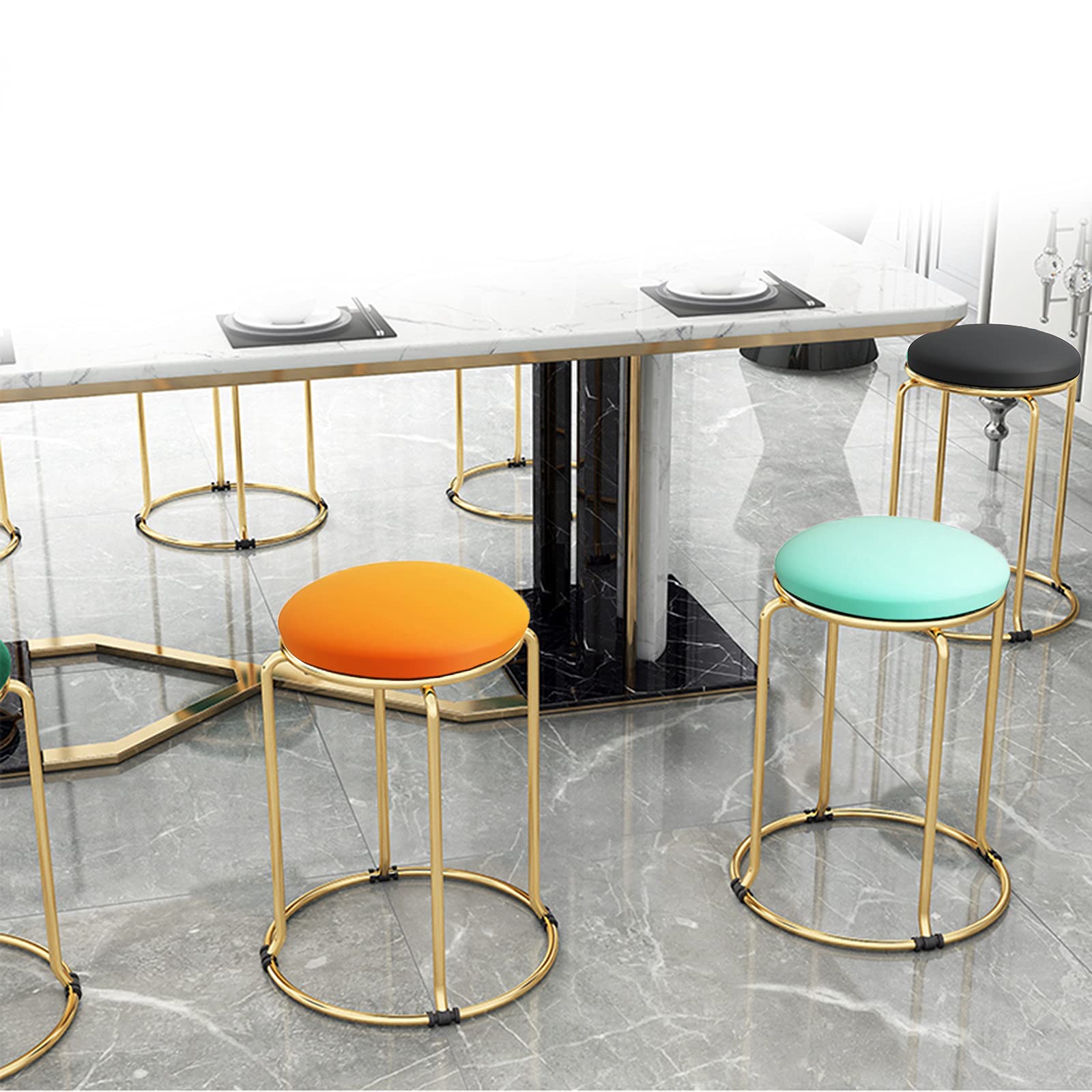 Cotton Linen Cushion Stool Green Gray JHSLXD Stacking Stools - Gold ...