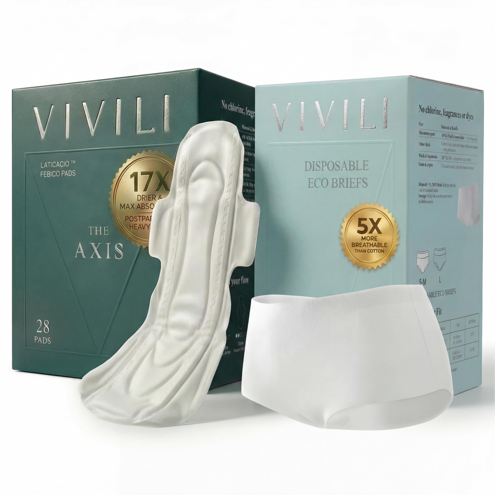 Postpartum Recovery Bundle — 420mm XXL Overnight Pads (28ct) + Disposable Briefs Pad Holder | 17x Drier Than Organic Cotton, pH 4.5 Balanced, Plant-Based C-Section & Heavy Flow Kit, Unscented