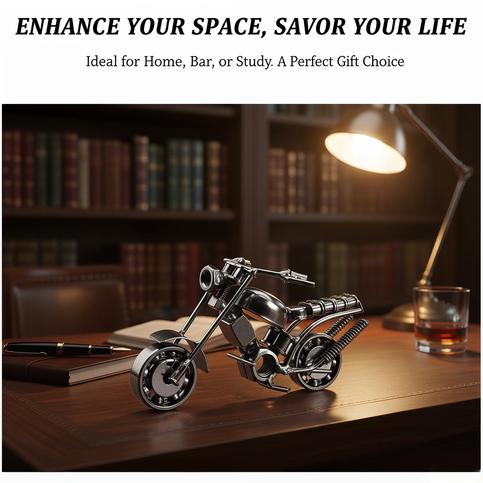 Modèle de Moto, Ferro Moto Modello, Modello di Motocicletta in Ferro Creativo Retrò, per Oggetti di Scena Fotografici, Collezione D'arte, Decorazione Desktop (Argento)