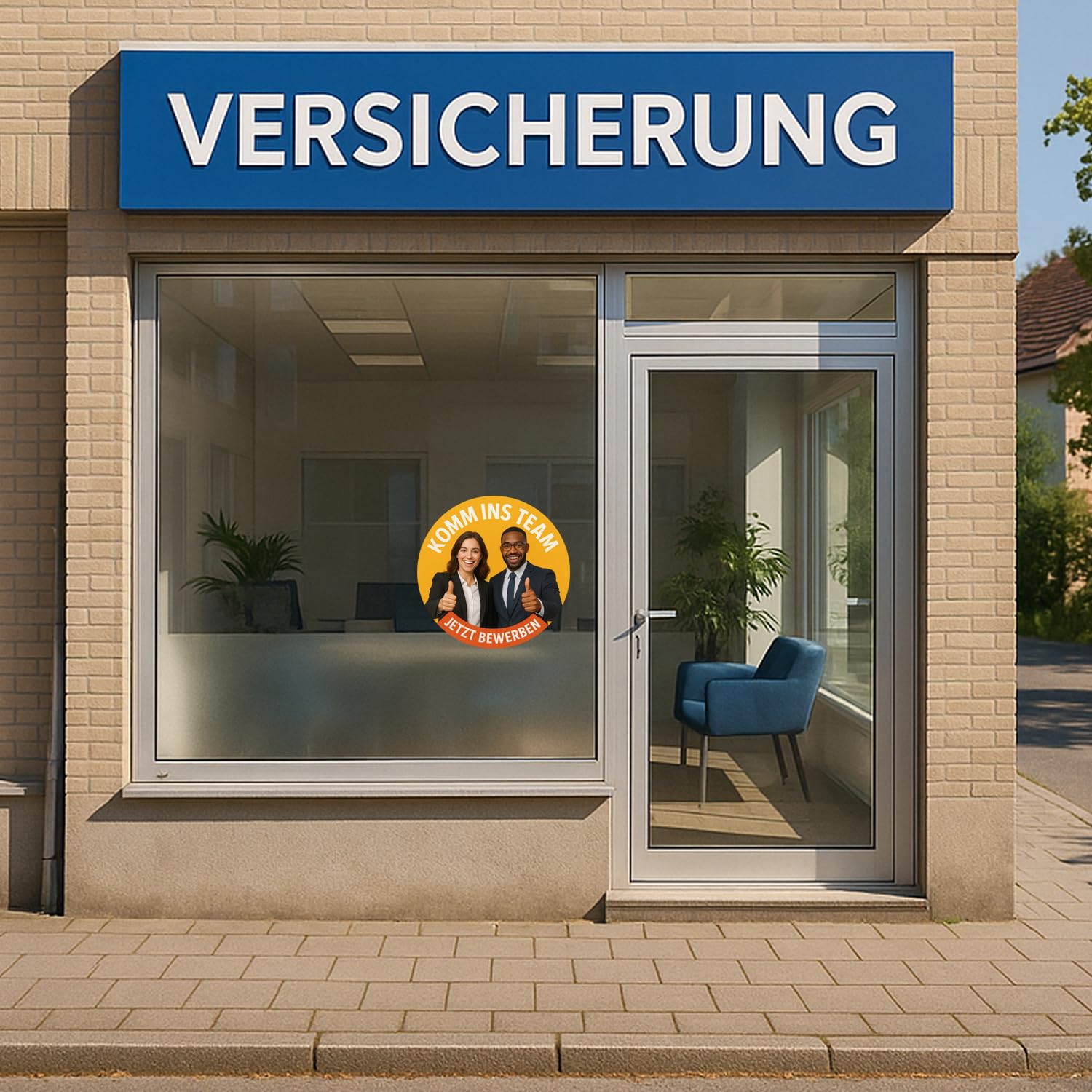 "Wir suchen dich" Mitarbeiter, Angestellte, Bewerber Anzeige Digitaldruck Aufkleber Folie Sticker für Schaufenster, Tür, etc. Hinweis Folie | rund | wasserfest DAF-129 (50 x 50 cm)