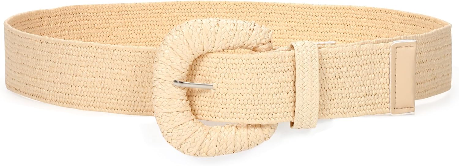 Straw Woven Elastic Belt for Women Stretchy Belts for Dress Fashion Boho Waist Belt Rattan Raffia Ladies Belts - Image 6