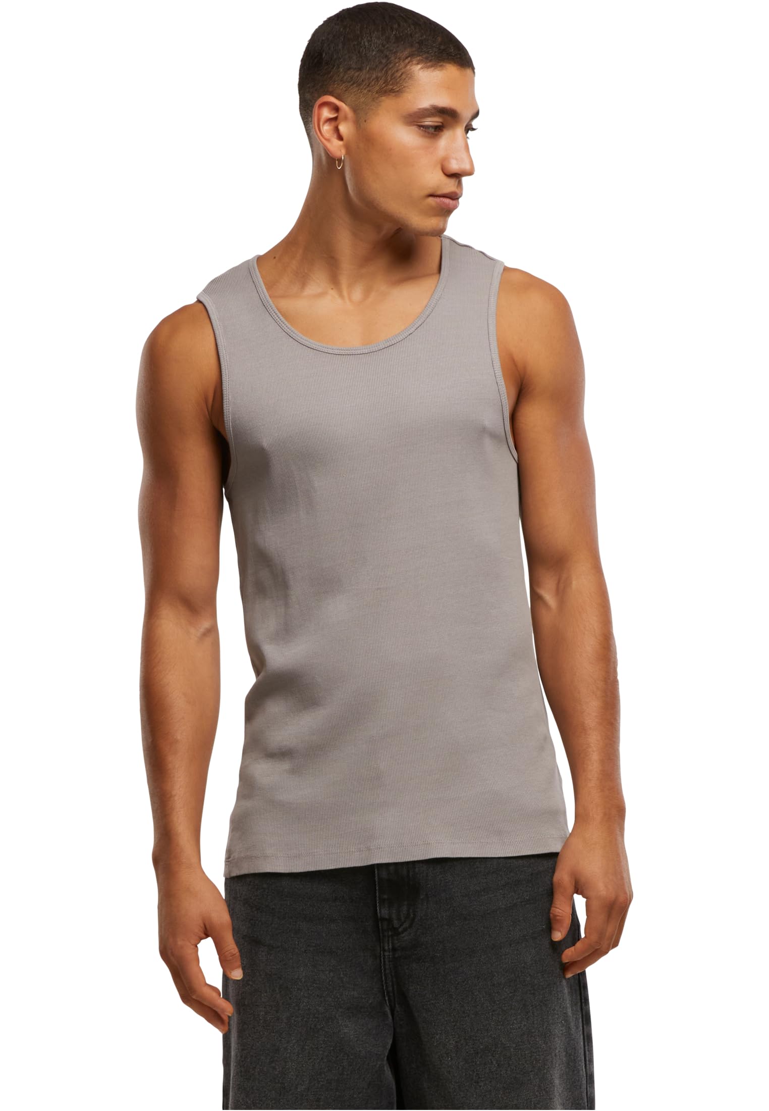 Urban Classics Męski T-Shirt Washed Rib Tanktop, prążkowany tank top dla mężczyzn, sprany sportowy tank top, rozmiary S - 5XL, steelgrey, 3XL