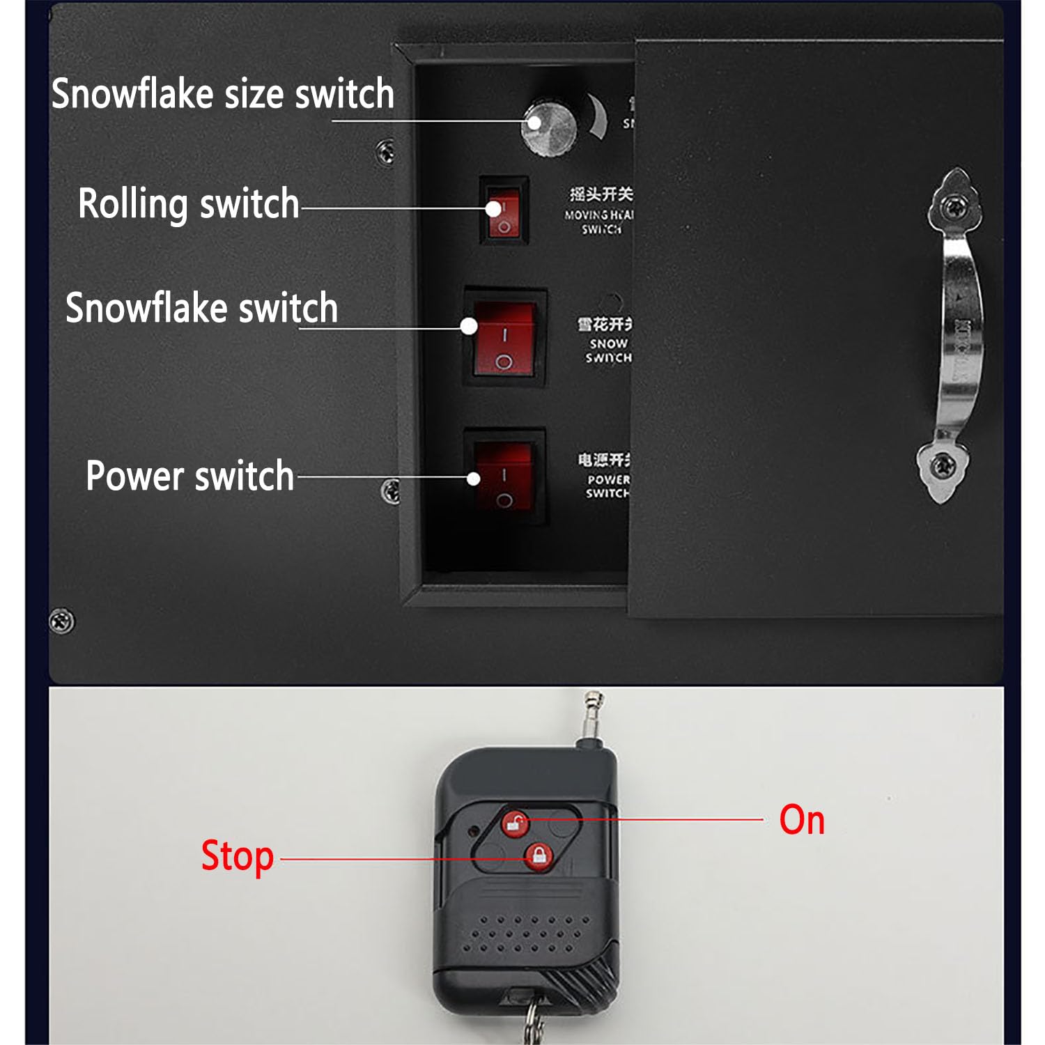 Generatore Di Neve Commerciale Da 3000 W, Grande Generatore Di Neve Oscillante Con Telecomando, Gittata Di Spruzzo Di 10 Metri E Rotazione Di 180°, Dimensioni Regolabili, Ampia Area Di Copertura