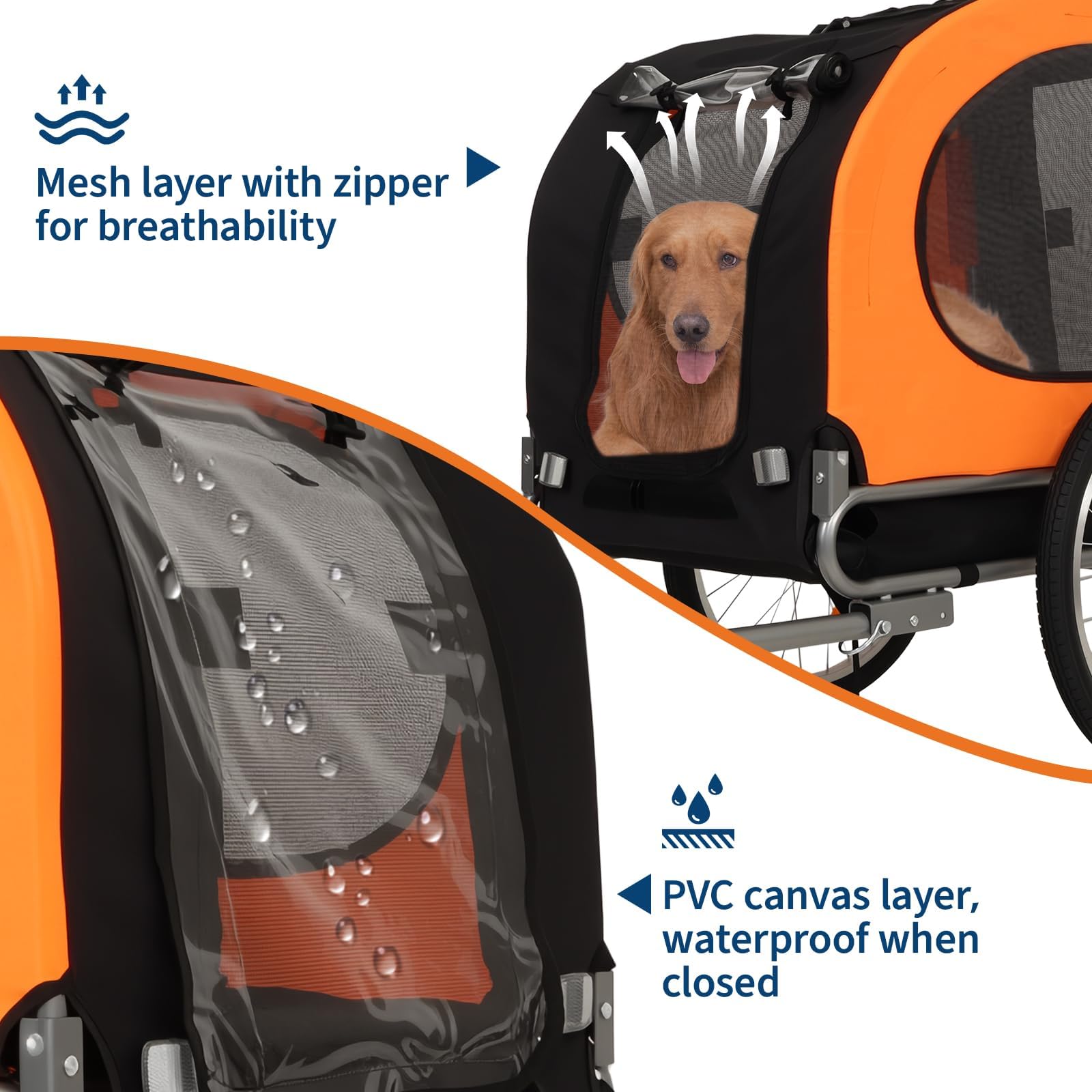 Gran remolque para perro, capacidad de 40 kg, portabicicletas para mascotas, tejido Oxford plegable, cierre universal, diseño plegable, alfombra antideslizante y bandera de seguridad