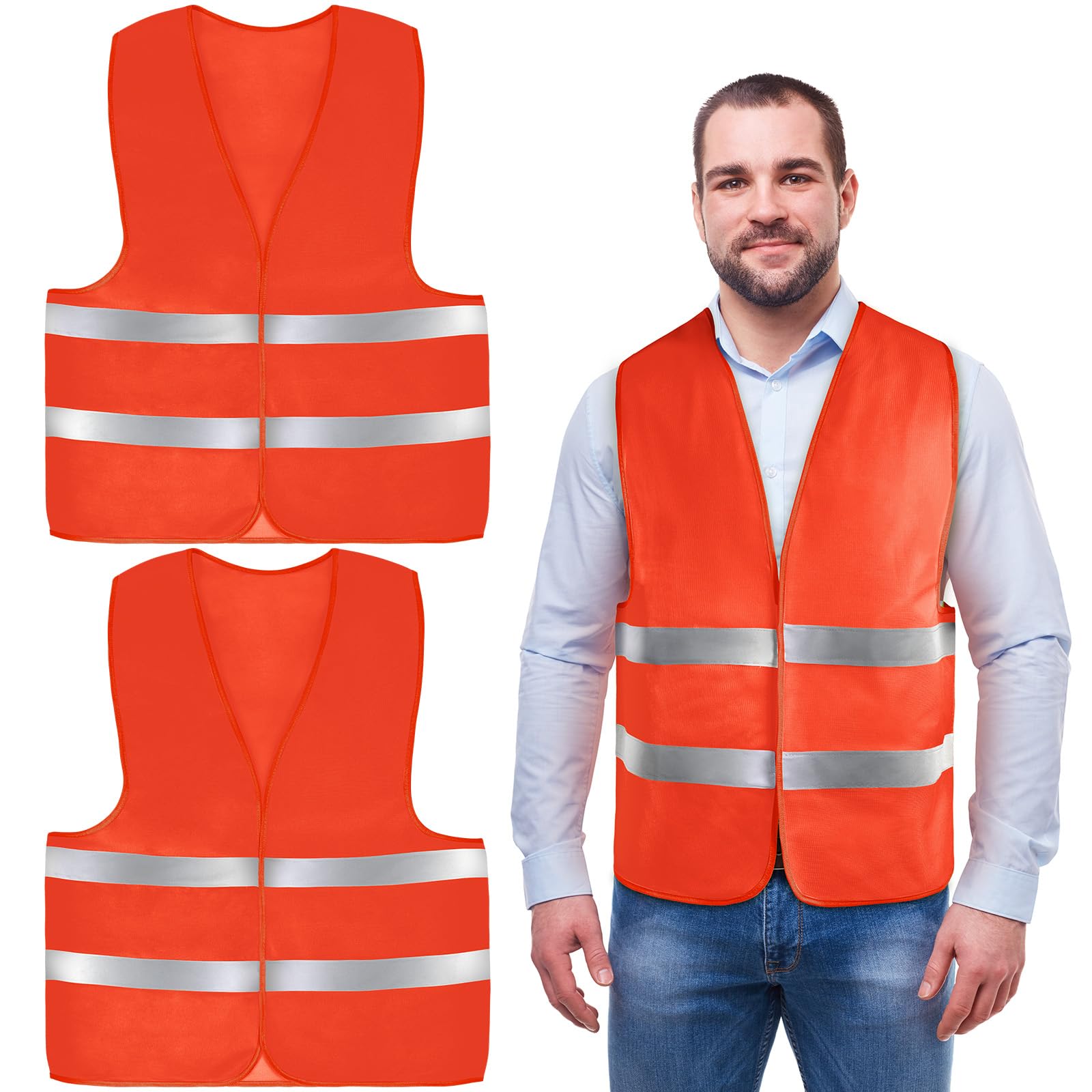 Hi Vis Vests, High Visibility Vest, Unisex Safety Reflective Jacket Adjustable High-Visibility Gilet for Adult Men Women,Fit Traffic Work, Running, Surveyor and Security Guard
