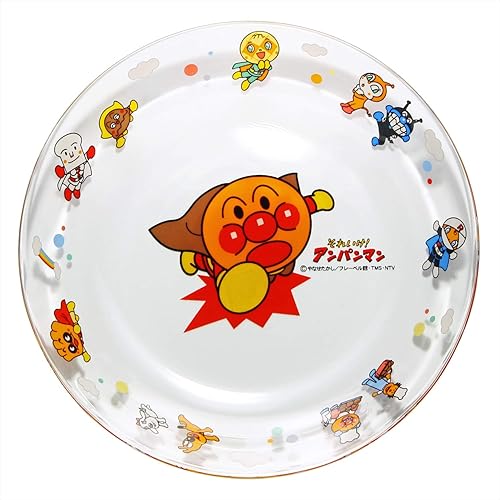 Let's Go! Anpanman 19307-505-1P - Vajilla de cristal, plato de postre, productos Anpanman, baby shower, 1 año, 2 años, 3 años, regalo de cumpleaños,