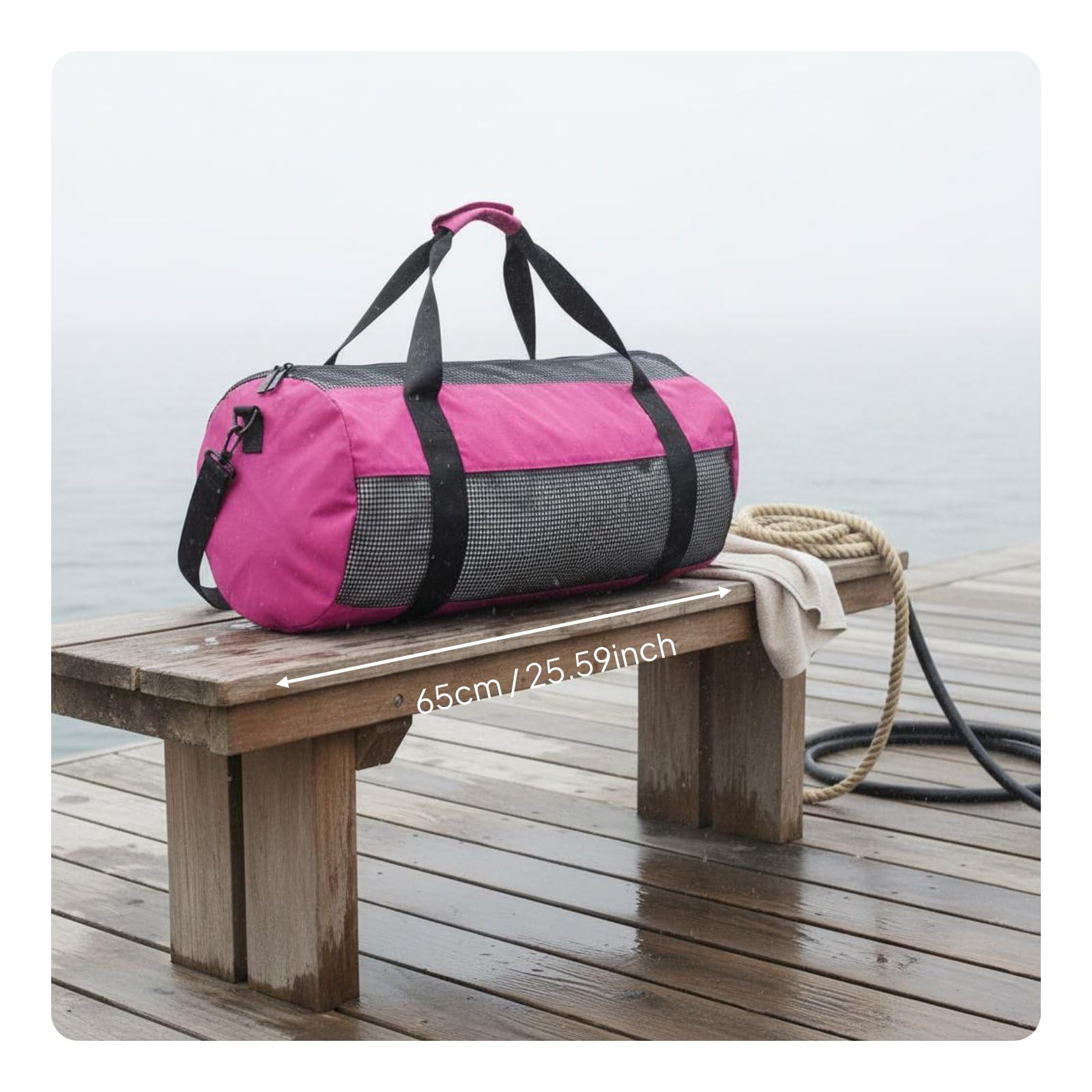 Mesh Duffel Bag Borsa Subacquea Borsa Attrezzatura Sacca Sportiva con Grande Capacità E Tasca Ventilata Adatta per Immersioni Nuoto Barca Spiaggia Piscina