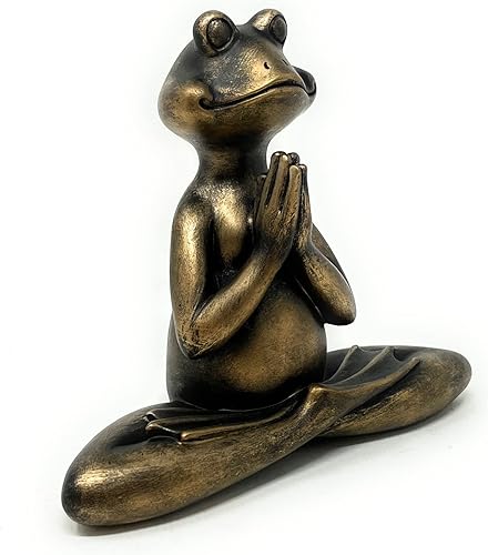 Miniatura 5 de Nature's Mark Estatua de rana meditadora de resina de 6 pulgadas de alto, decoración decorativa para el hogar, decoración para mesa, sala de estar,