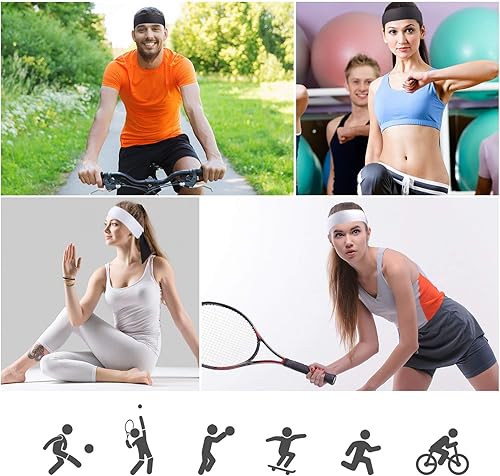 Miniatura 24 de 12 diademas deportivas unisex para baloncesto, correr, tenis, karate, atletismo, ajuste seco