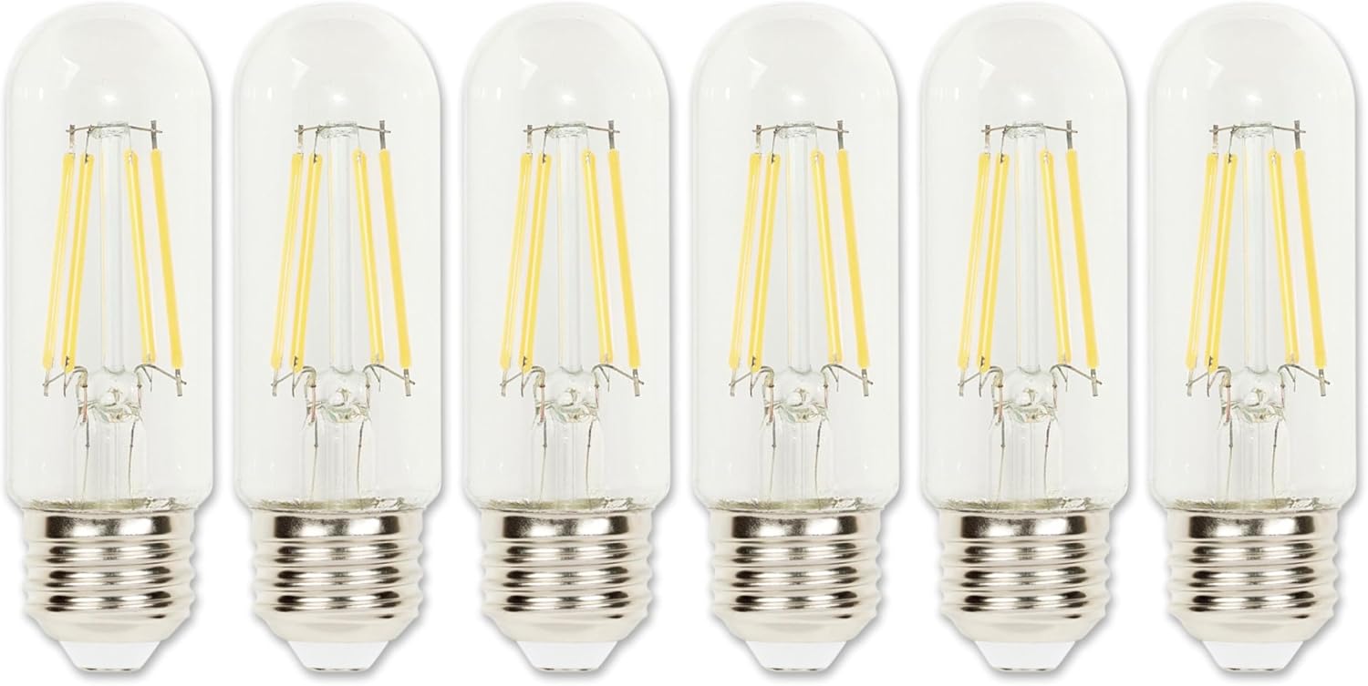 Westinghouse Lighting 5341020 6.5 Watt (85 Watt Equivalent) T10 Dimmable Clear Filament LED Light Bulb, Medium Base, 6 Pack