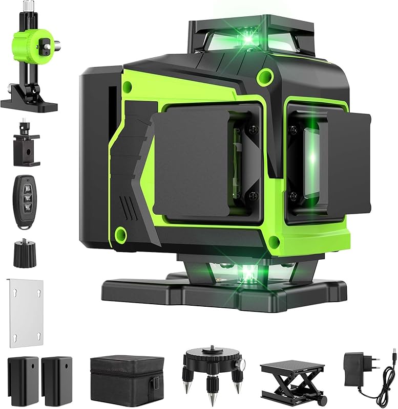 Niveau Laser Chantier Autonivelant 360° x 4, Laser Niveaux 4D 16 Lignes Laser, Autonivellement et Mo