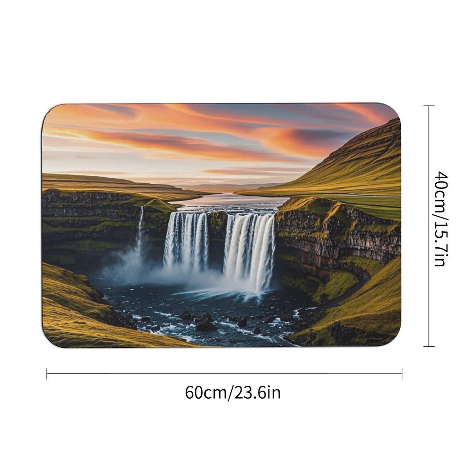 Waterfalls in The Sunset Sky Door Mat Super Water Absorbent Non Slip Bothroom Rugs for Bathtub Sink Puppy Dog Rugs Easy to Clean Quick Dry Diatom Mud Mat for Entryway Indoor Outdoor