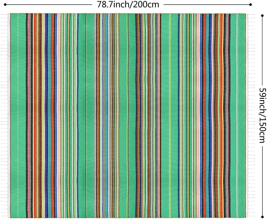 Xplanet 84 X 59 Inch Mexican Serape Blanket Bay Window Blanket, Mexican Tablecloth Serape Tatami Blanket Bed Blanket Table Cover Tapestry Blanket Picnic Mat for Mexican Party Wedding Decorations