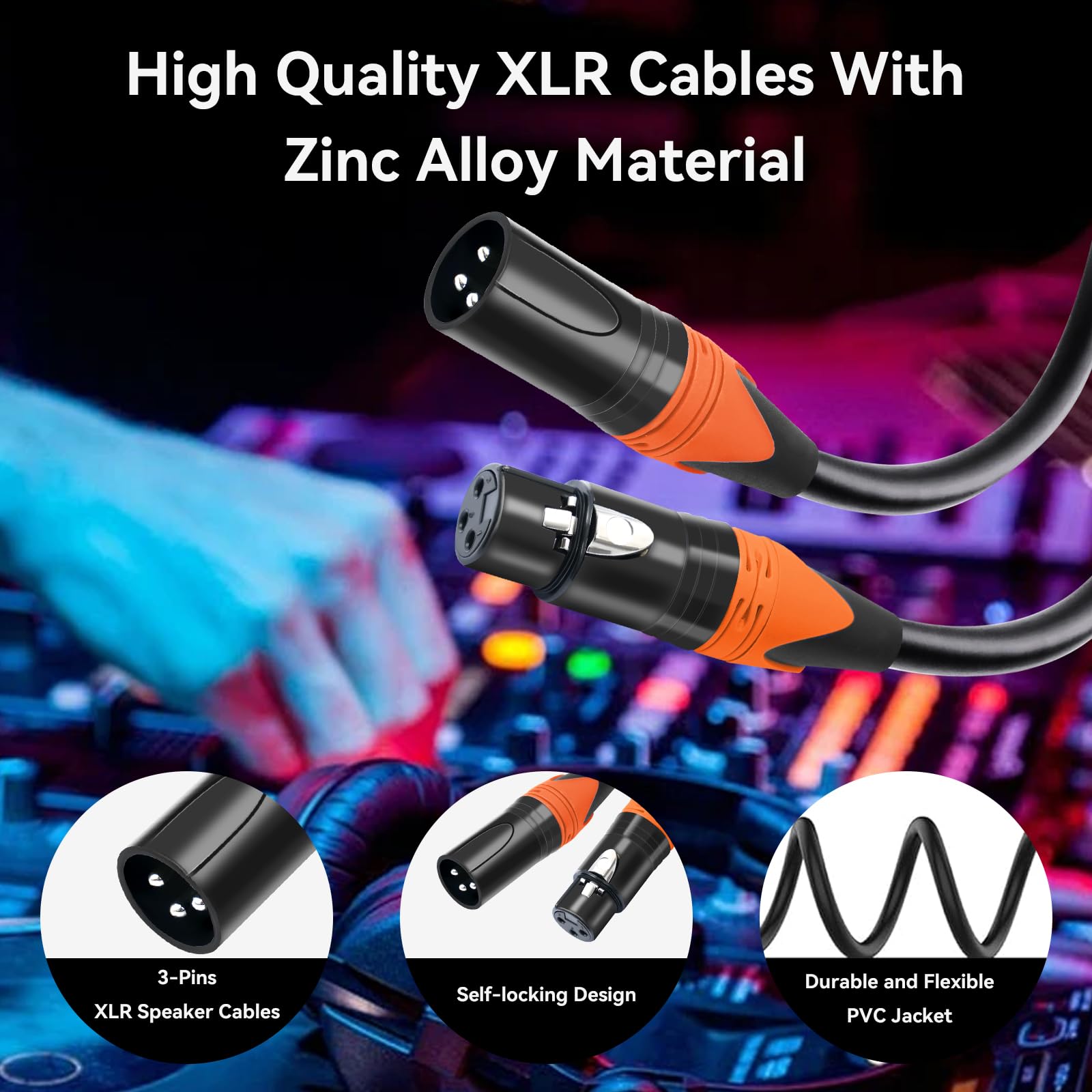 HINGTAT XLR Cables, Microphone Cable Male to Female, XLR Speaker Cable, 3-Pin Balanced Shielded XLR Cable for Mic Mixer, Recording Studio, Podcast