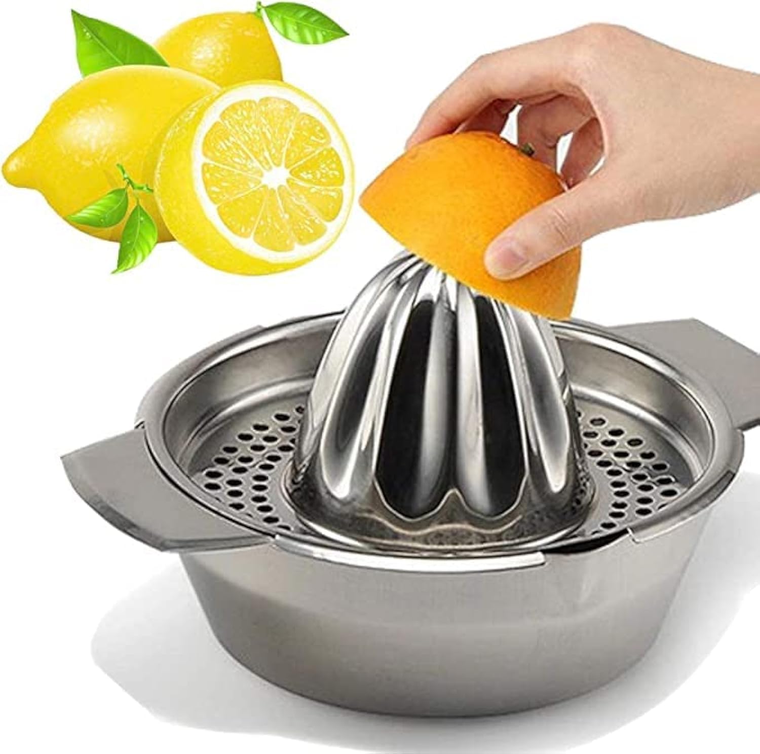 ECVV Stainless Steel Lemon Squeezer,Juicer with Bowl Container for Oranges Lemons Fruit Home Made Juice in Kitchen…