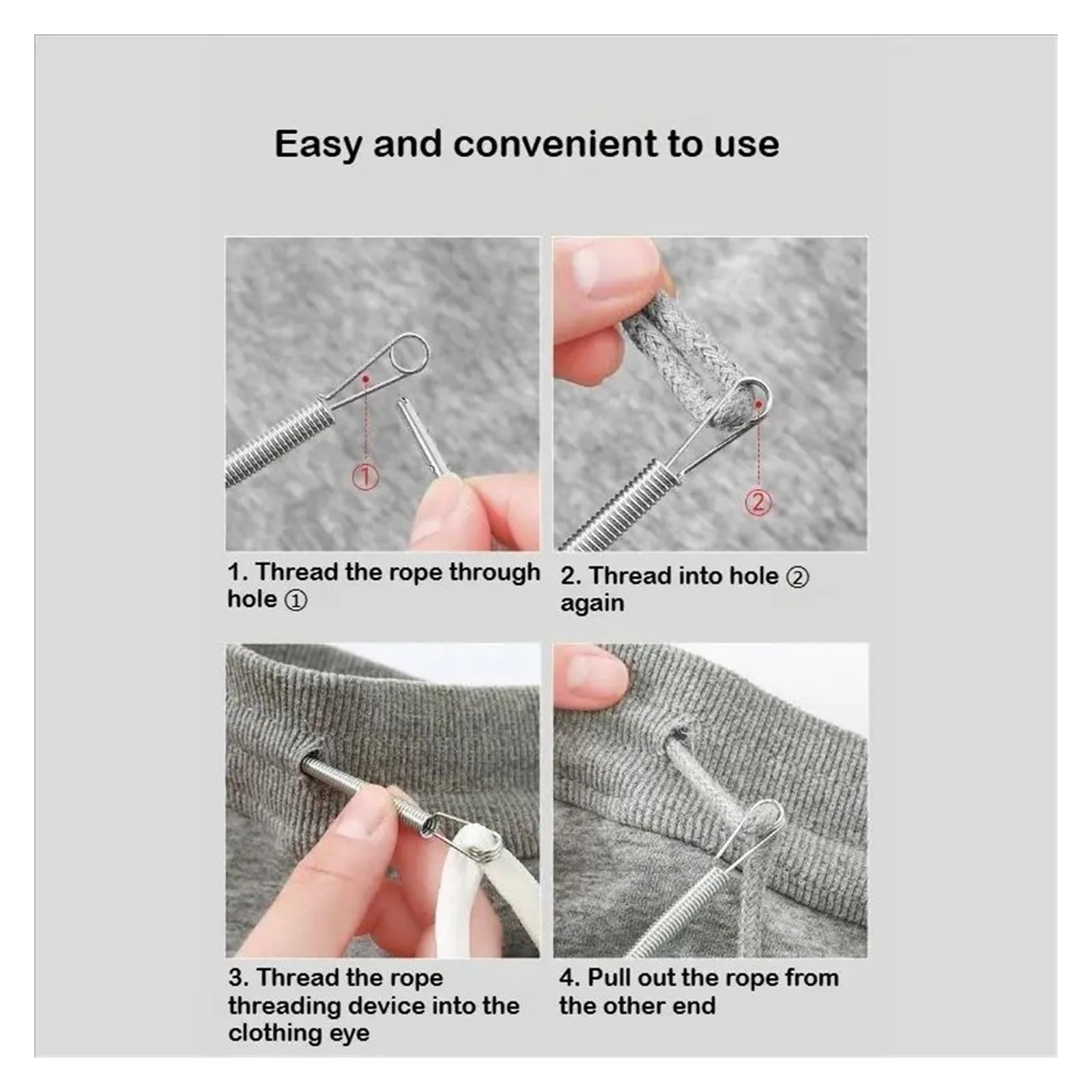 Bendable Spring Drawstring Threader for Pants Hoodies Elastic Lace Cord