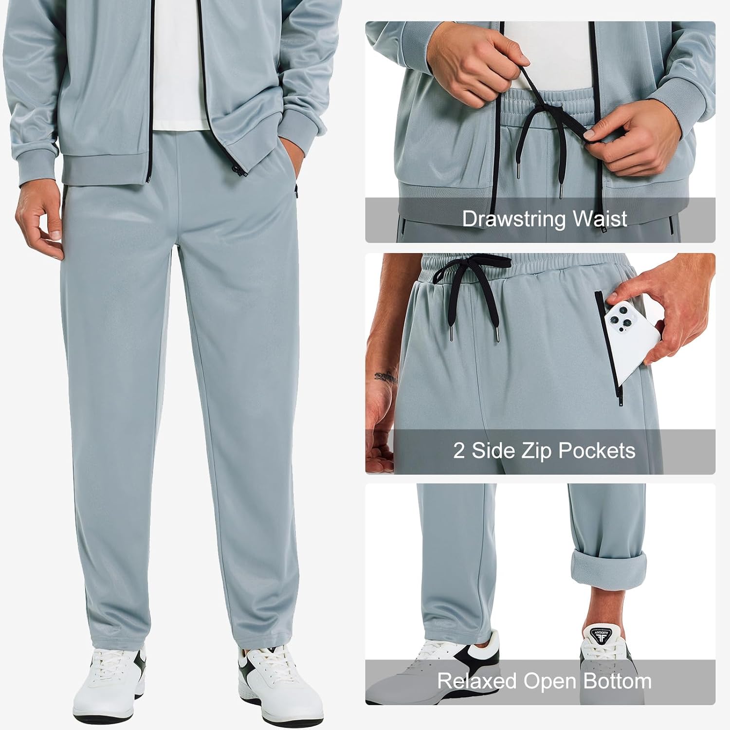 HODOSPORTS Mens Tracksuits 2 Piece Full Zip Jogging Running Suits SweatSuits for Men Shiny Sport Track Suits Sets - Image 5