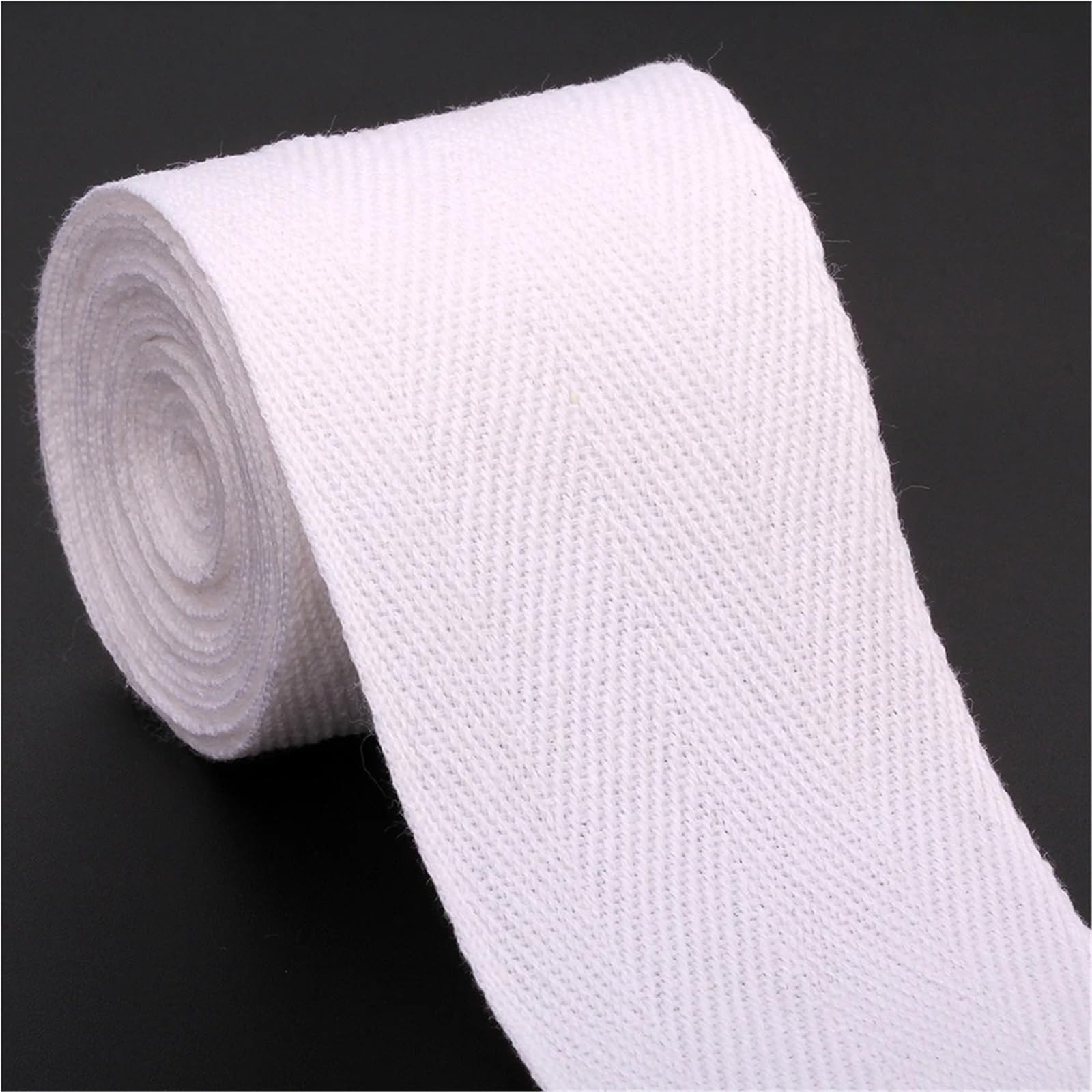 Taśma poliestrowo-bawełniana, Biała, bawełniana taśma parciana ze skośnym skośnym odchyleniem 50 jardów 10-50 mm do torby Tekstylia domowe Craft(30mm white)