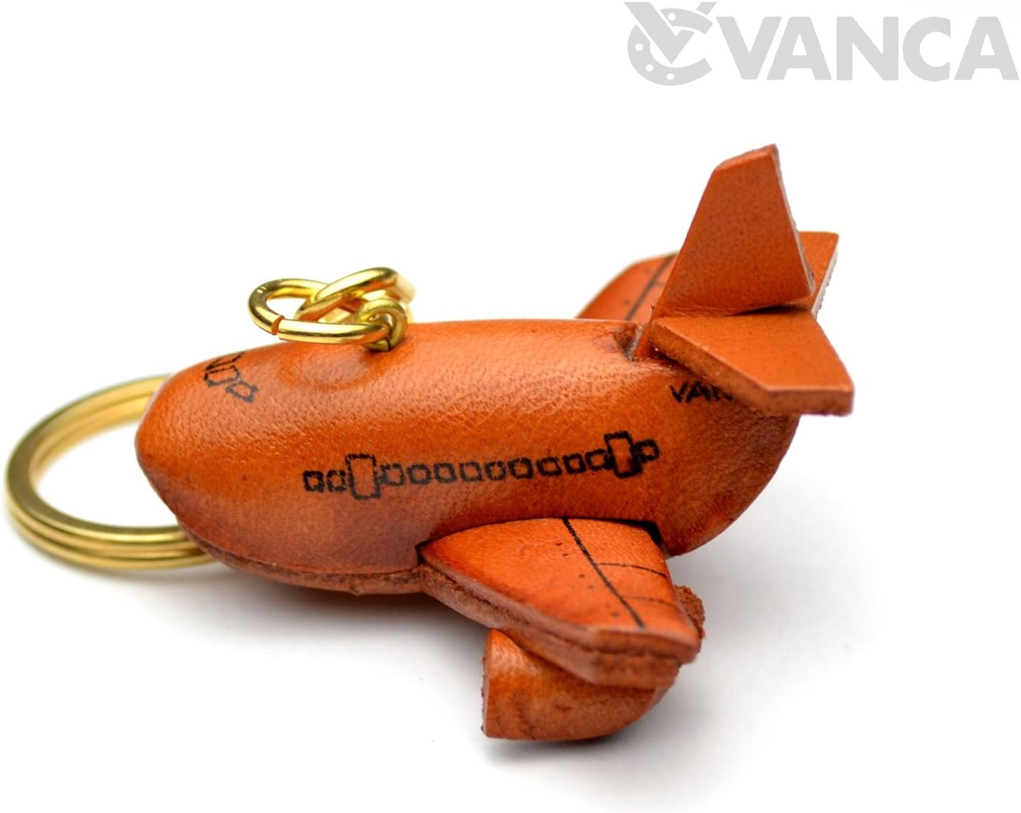 Airplane Vehicles 3D Leather Keychain(L) VANCA CRAFT-Collectible Keyring Charm Pendant Made in Japan image 2