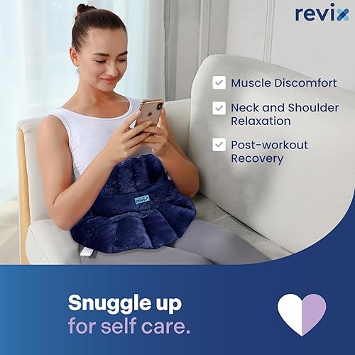 Miniatura 5 de REVIX Almohadilla térmica para microondas para cuello, hombros y espalda, envoltura de hombro con peso para cuello caliente con aroma a hierbas,