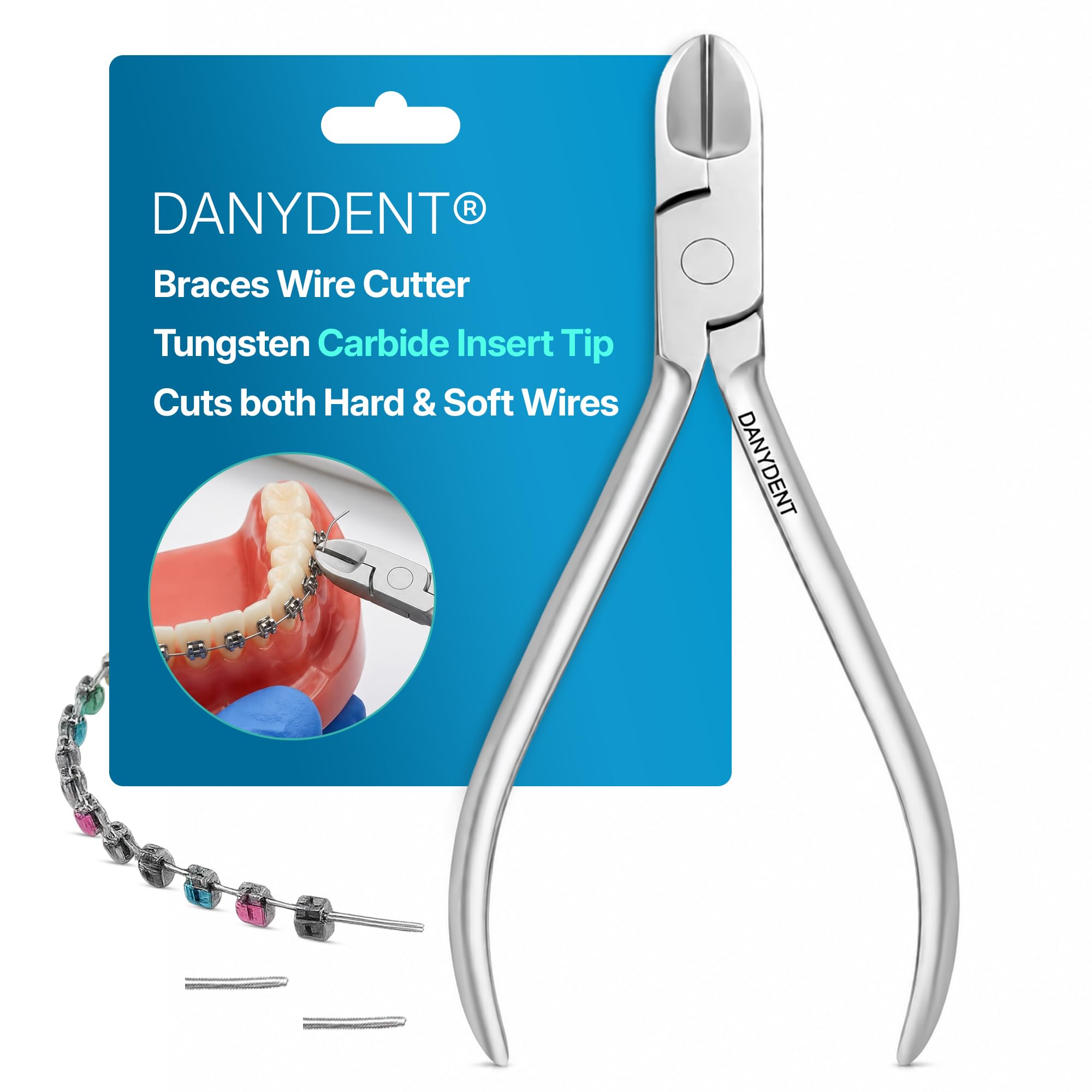 Braces Wire Cutter Orthodontic Kit - Tungsten Carbide Inserts Cuts Hard &amp; Soft Wires - Easy To Use DIY Dental Tools Stainless Steel Braces Essentials - 1 x Orthodontic Wire Cutter for Braces