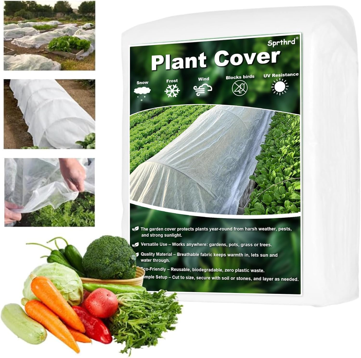 Plant Covers Freeze Protection, 10x50FT Reusable Thickened Winter Floating Row Covers, Frost Cloth Blanket Shade Cloth Garden Fabric Plant Cover for Raised Beds Vegetables Insect Winter Frost