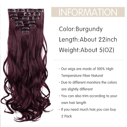 Miniatura 7 de Extensiones de cabello con clip, largo, ondulado, grueso, invisible, pieza de cabello negro, fibra sintética suave de cabeza completa para mujeres,