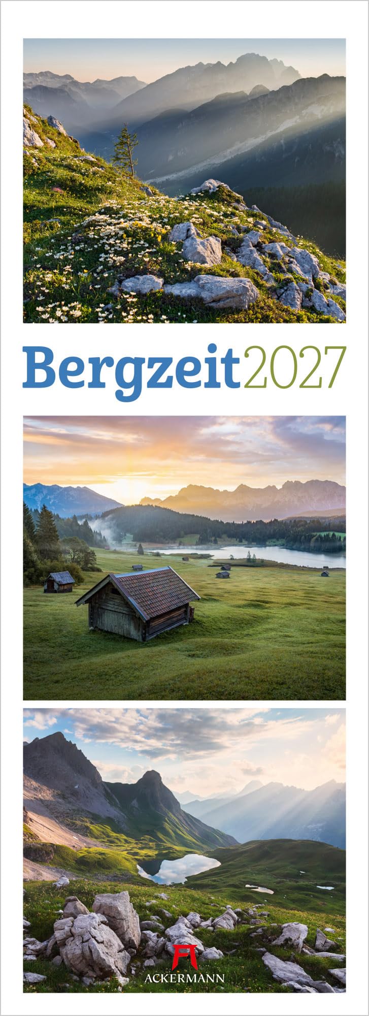 Bergzeit Triplet-Kalender 2027: Stimmungsvoller Bergkalender im schlanken Hochformat (24x66 cm) | Triplet-Fotografie mit Bildern aus den Alpen