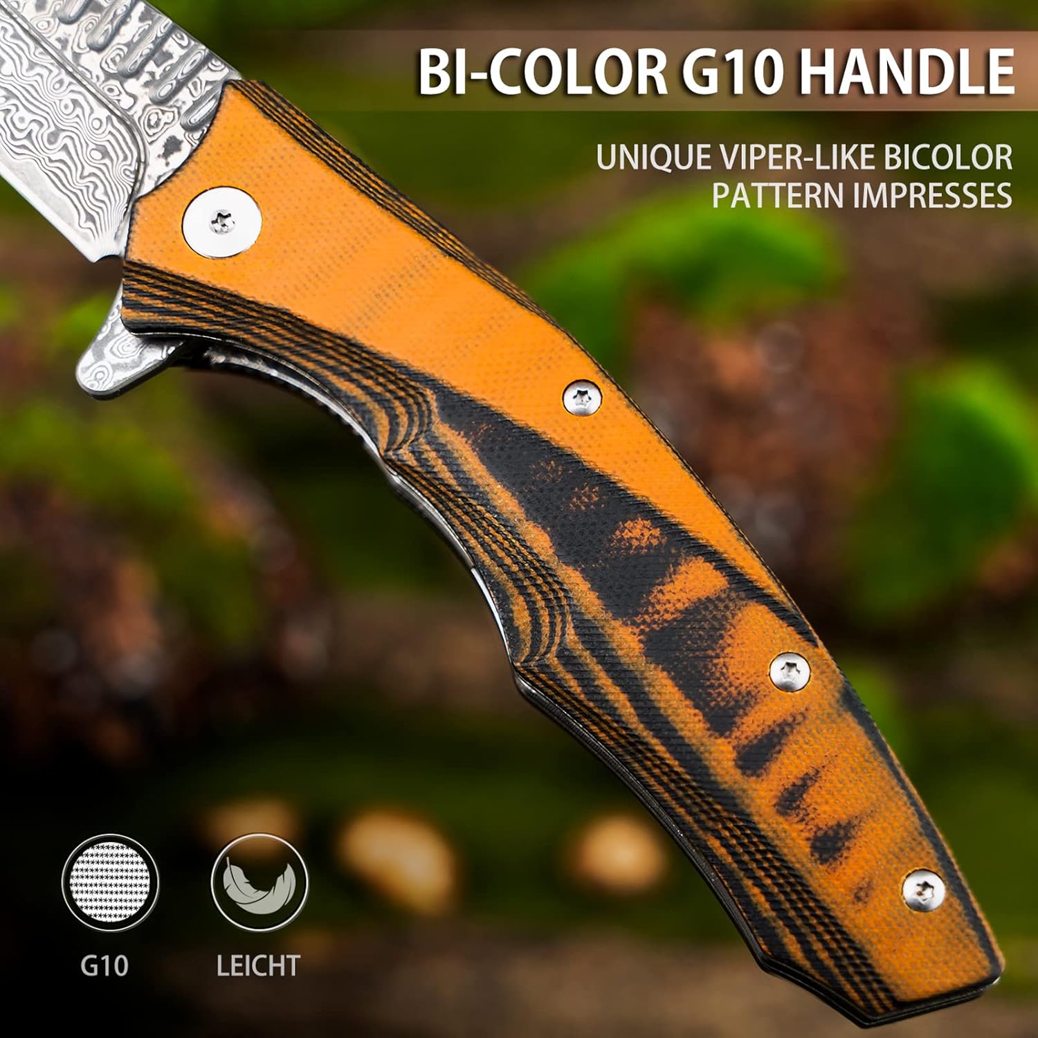 VALHALLA Damascus Pocket Knife for Men, 3.4" Handmade Forged VG10 Damascus Steel Blade, Damascus Blade Utility Knife with Pocket Clip