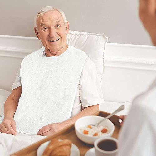 Miniatura 2 de Paquete de 5 baberos para adultos para personas mayores, reutilizables, lavables, de tela de toalla para adultos con discapacidades y necesidades