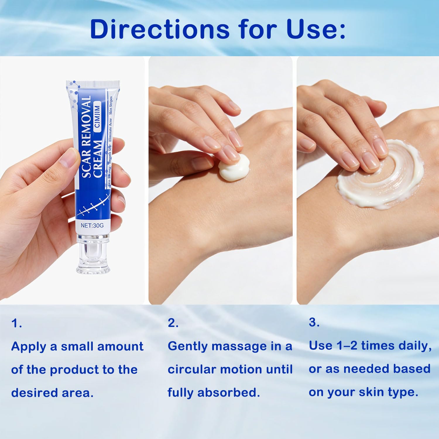 Scar Improvement Cream & Silicone Gel for Face and Body - For Old Scars from Surgery, Acne, Burns - Scar Smoothing & Soothing Formula (1)