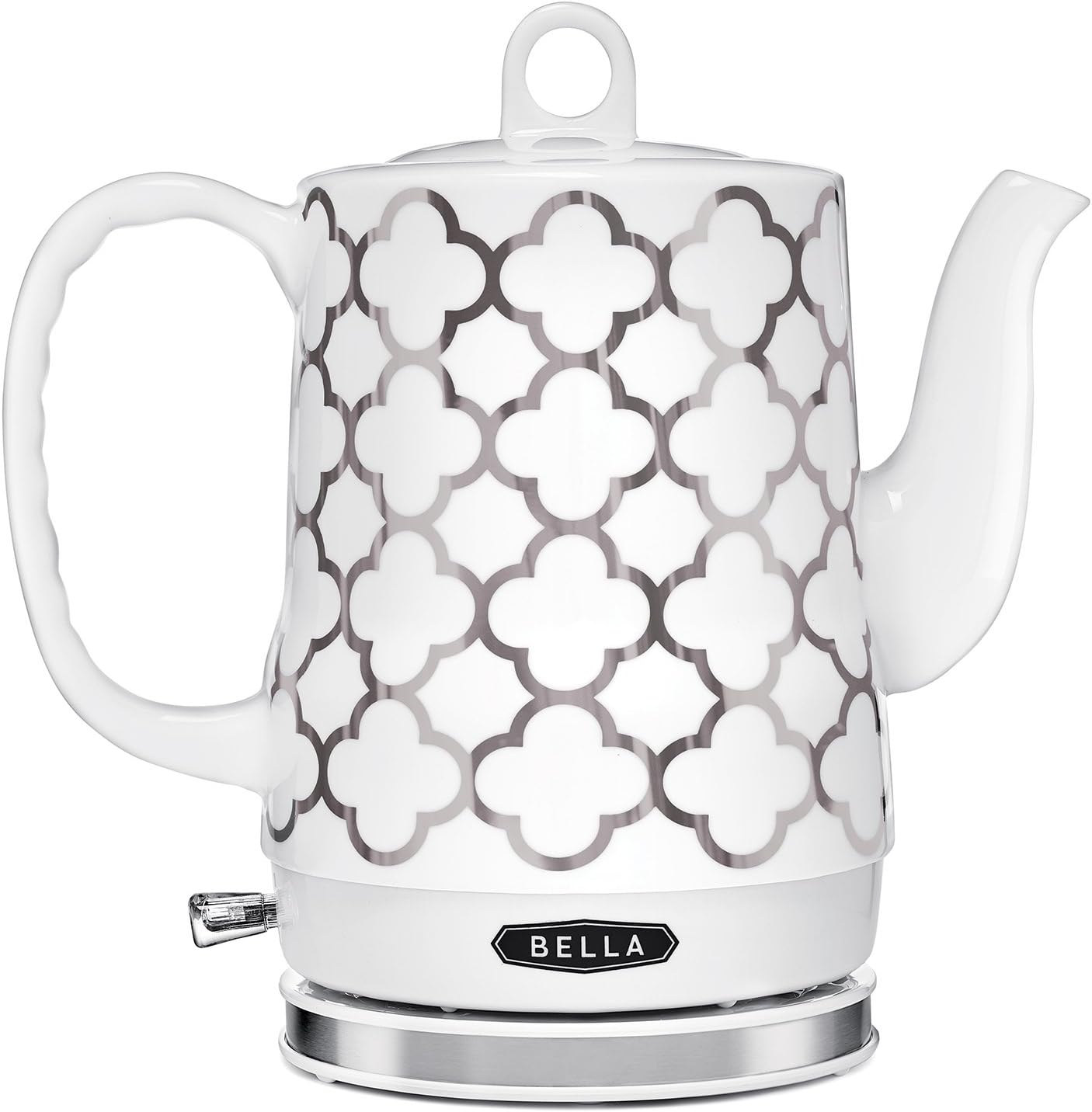 BELLA (14522) 1.2 Liter Electric Ceramic Tea Kettle with Detachable Base & Boil Dry Protection, Silver Tile