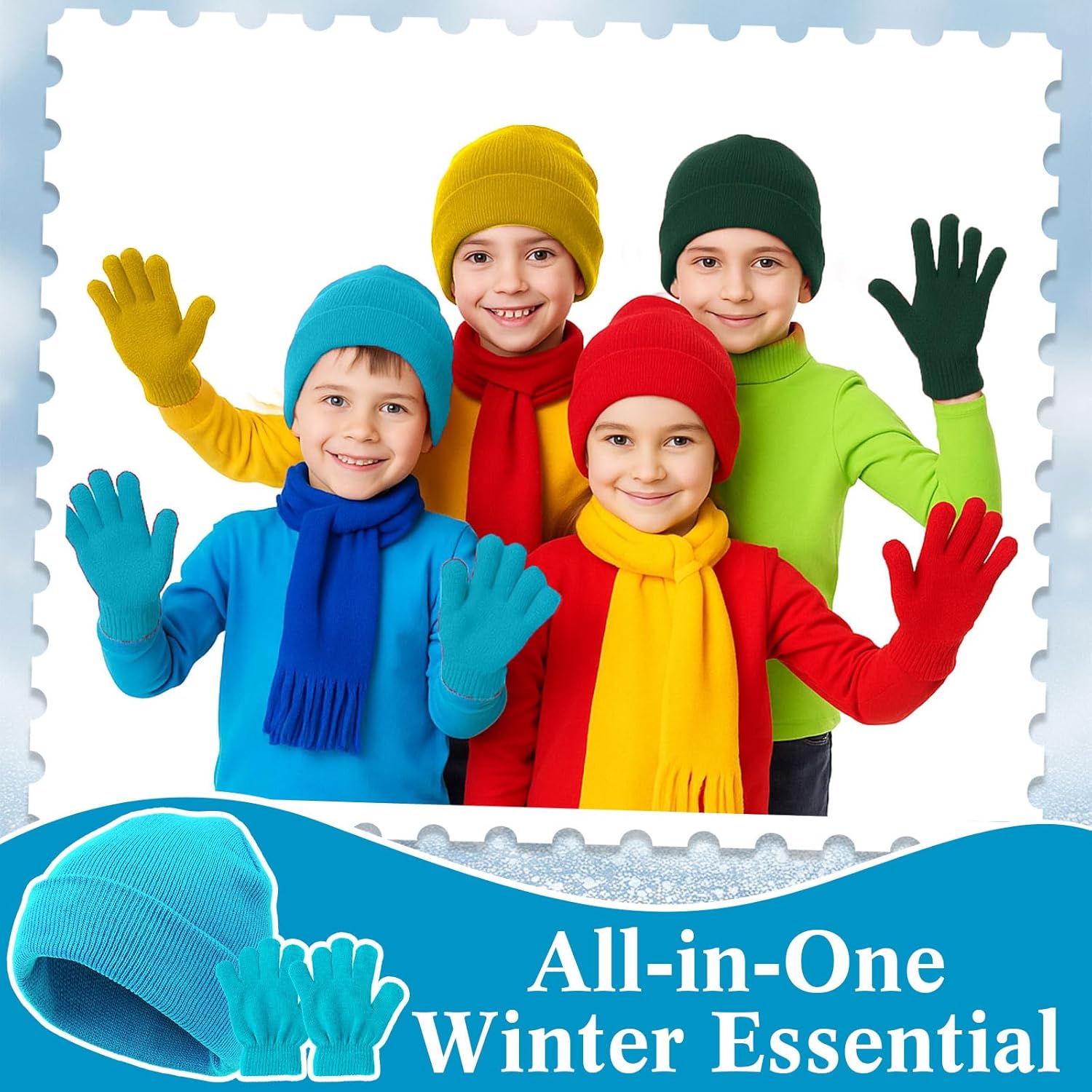 Toulite 200 Pcs Kids Winter Hats and Gloves Sets Bulk Beanie Gloves for Children School Donation Wholesale (Neutral Colors) - Image 5