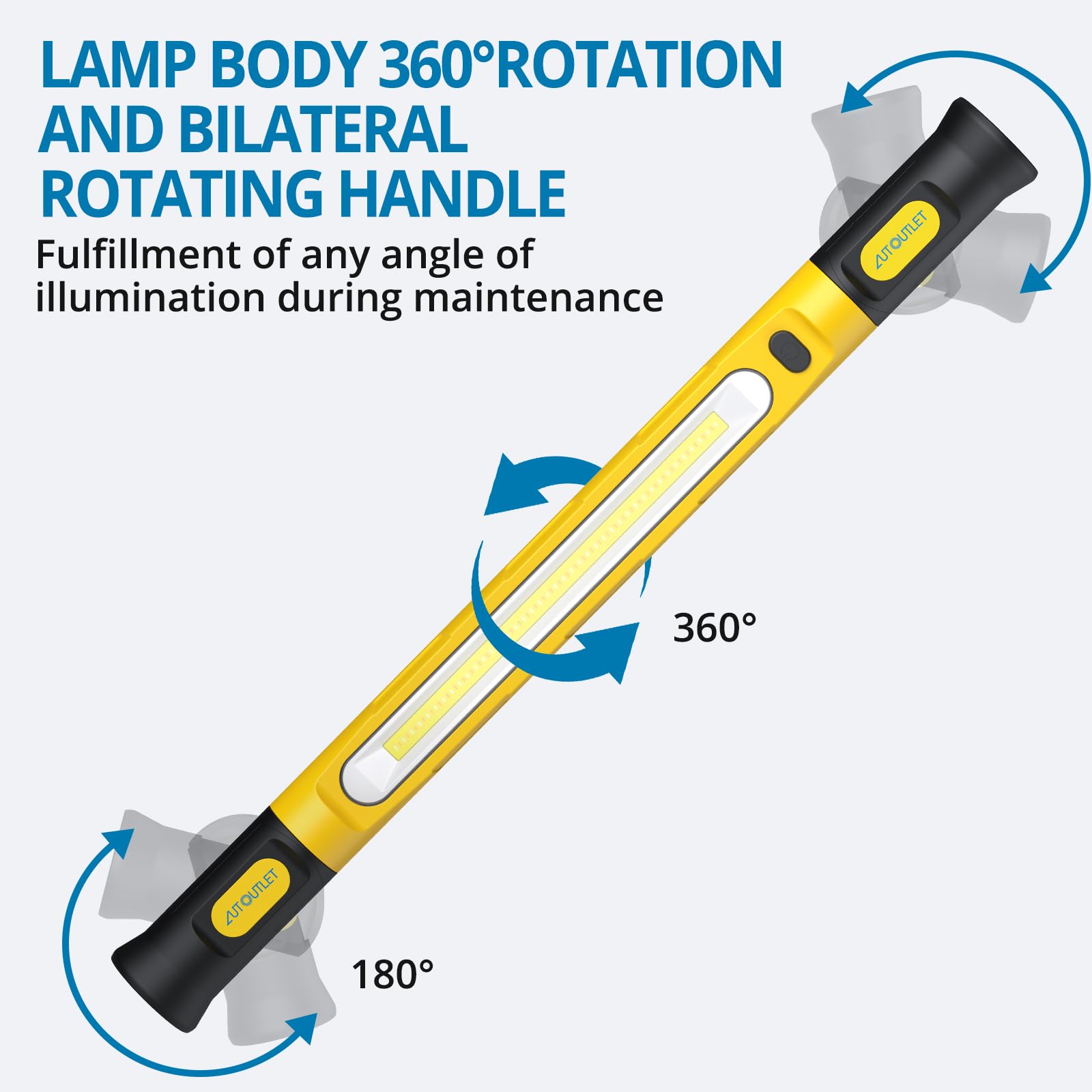 AUTOUTLET Lámpara de Trabajo LED Recargable Magnética 6000mAh 3000 Lúmenes, 3 Colores de Luz, Impermeable Banco de energía de Emergencia con Gancho Giratorio 360° para Taller, Camping y Garaje