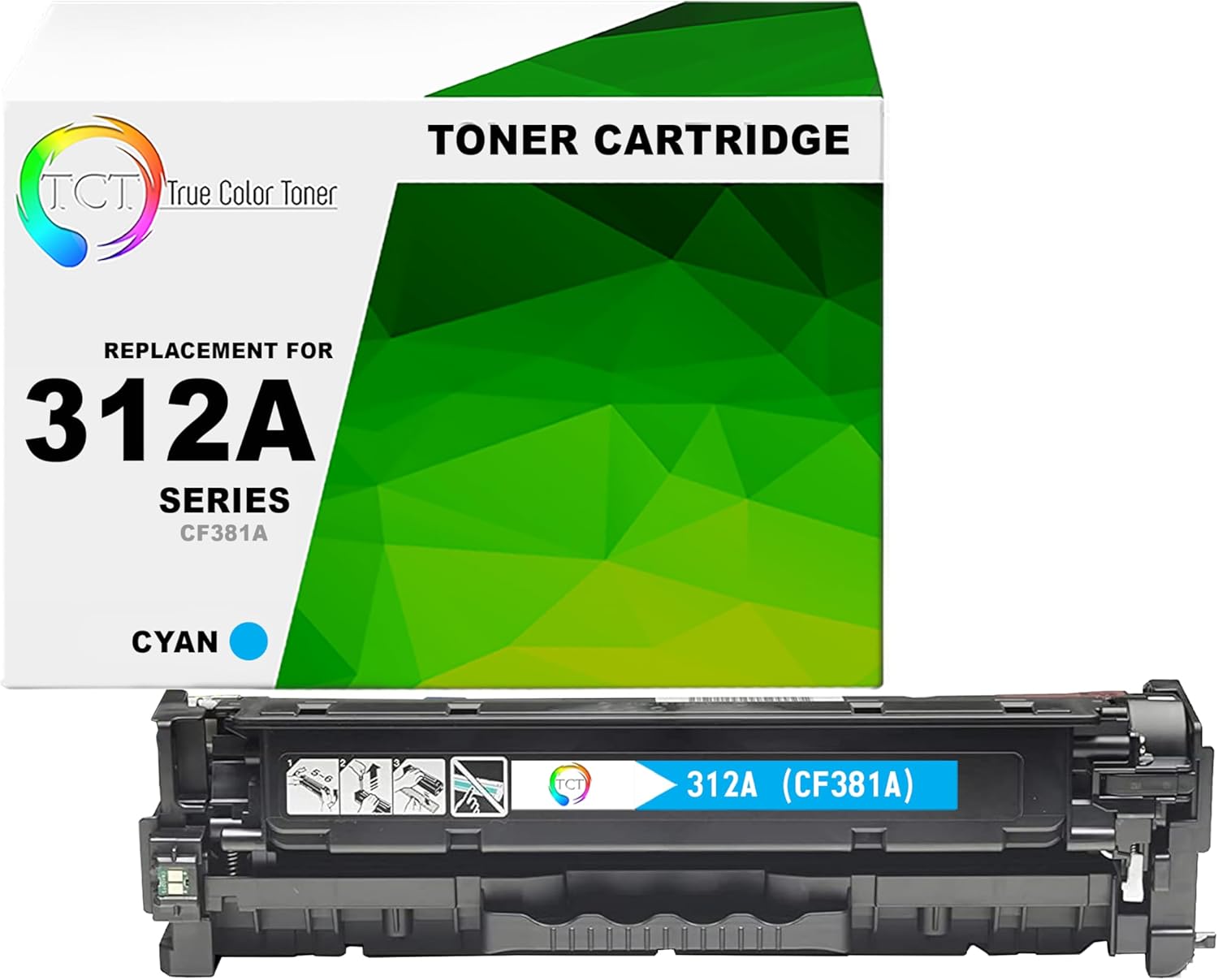 TCT 312A Cyan Toner Cartridge - Compatible Replacement for HP 312A CF381A Works with HP Color LaserJet Pro MFP M476NW M476DN M476DW Printers (2,700 Pages)