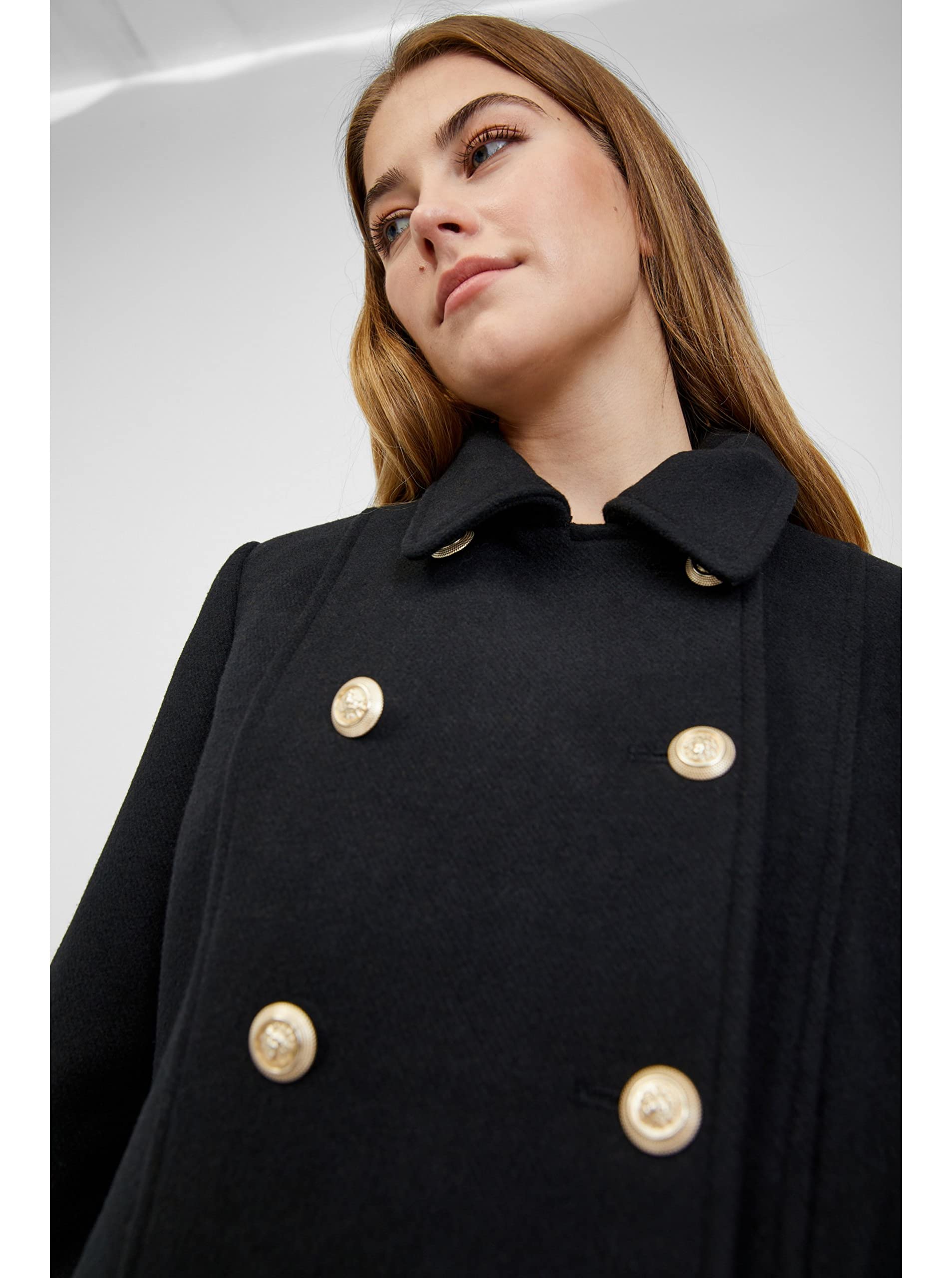 ORSAY Schwarzer Damen-Wintermantel mit Wolle Trendige Damenmäntel | Stilvolle Begleiter | Warme Wintermode | Modische Mäntel | Elegante Outerwear | Winterjacken | Klassische Mäntel S