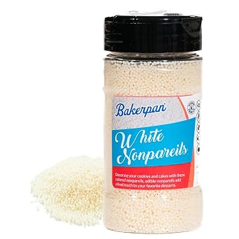 Bakerpan White Nonpareils Sprinkles - 7 Ounces White Sprinkles for Cake Decorating - Edible Nonpareils for Cupcakes, Ice Cream, Cake Decorations Made in USA