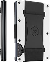 Vista 9 de The Ridge Cartera delgada minimalista para mujer, con bloqueo RFID, bolsillo frontal, tarjetero de crédito, cartera de metal para mujer con clip