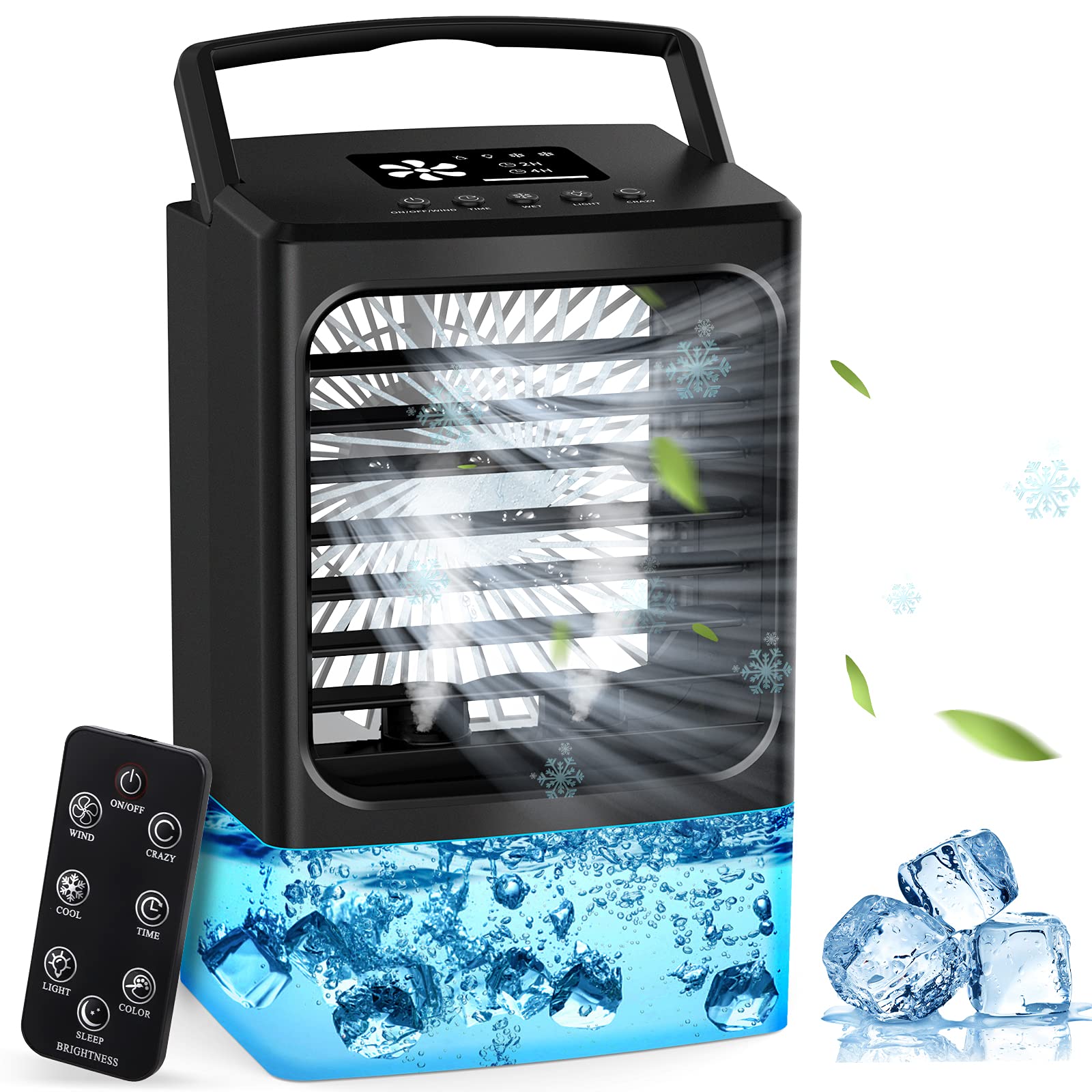 OVPPH Upgraded Personal Air Conditioner, Desk Portable Air Conditioner Fan, Mini Air Conditioner with Remote Control, Mist...