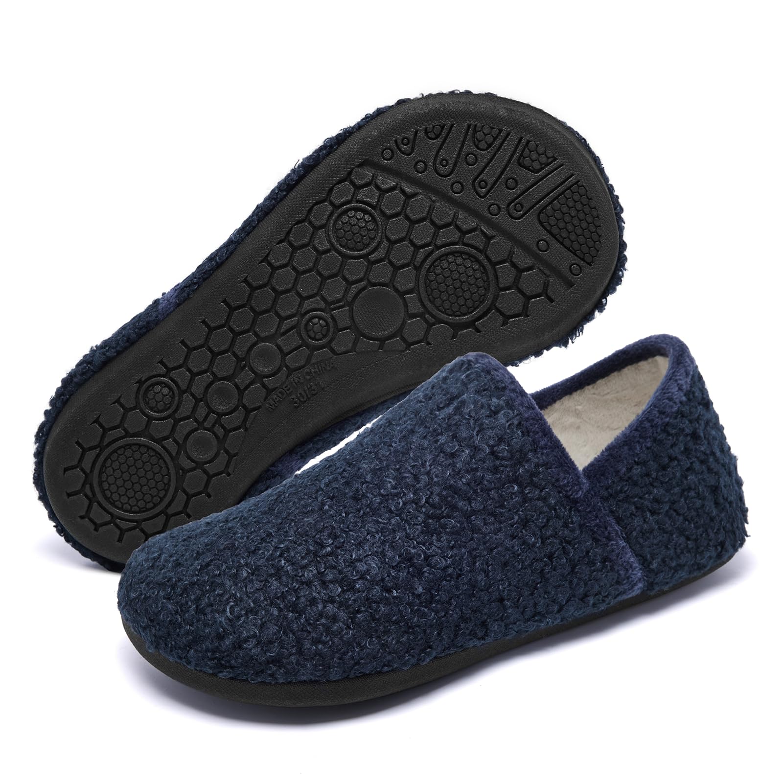 Heiiwarm Kids Slippers - Toddler & Lightweight House Shoes, Non-Slip Indoor Shoes, Blue, Size 5-5.5