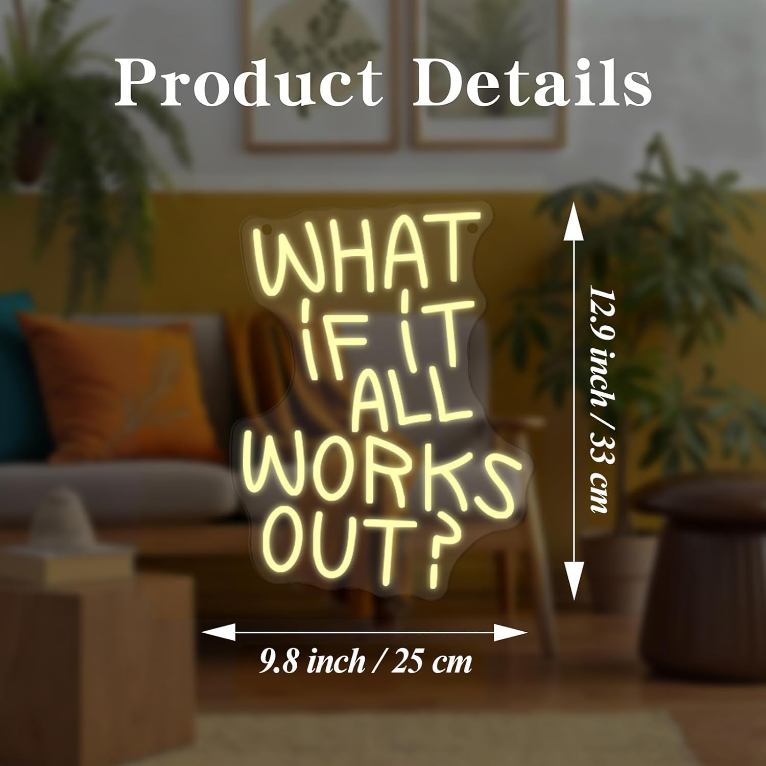 What If It All Works Out Neon Signs for Wall Decor,Dimmable LED Light Up Signs,Positive Affirming Quote Neon Light for Home Bedroom Dorm Wall Art