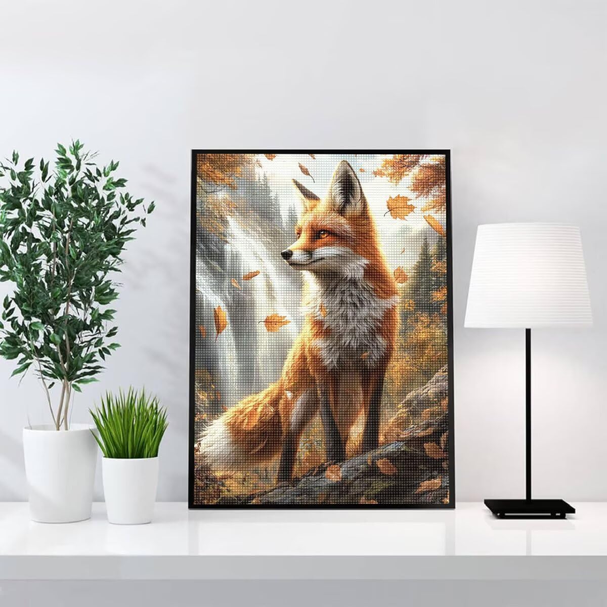 Malowanie diamentami dla dorosłych, duży, XXL, 60 x 80 cm, lis, diamentowe kamienie, pułapka, pełne wiertło, "zrób to sam", haft krzyżykowy, embridery, DIY, zestaw do malarstwa diamentowego dla