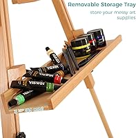 Vista 5 de VISWIN Caballete portátil para pintar con bolsa, inclinado plano y ajustable, soporte de caballete de arte de madera de haya, sostiene lienzo