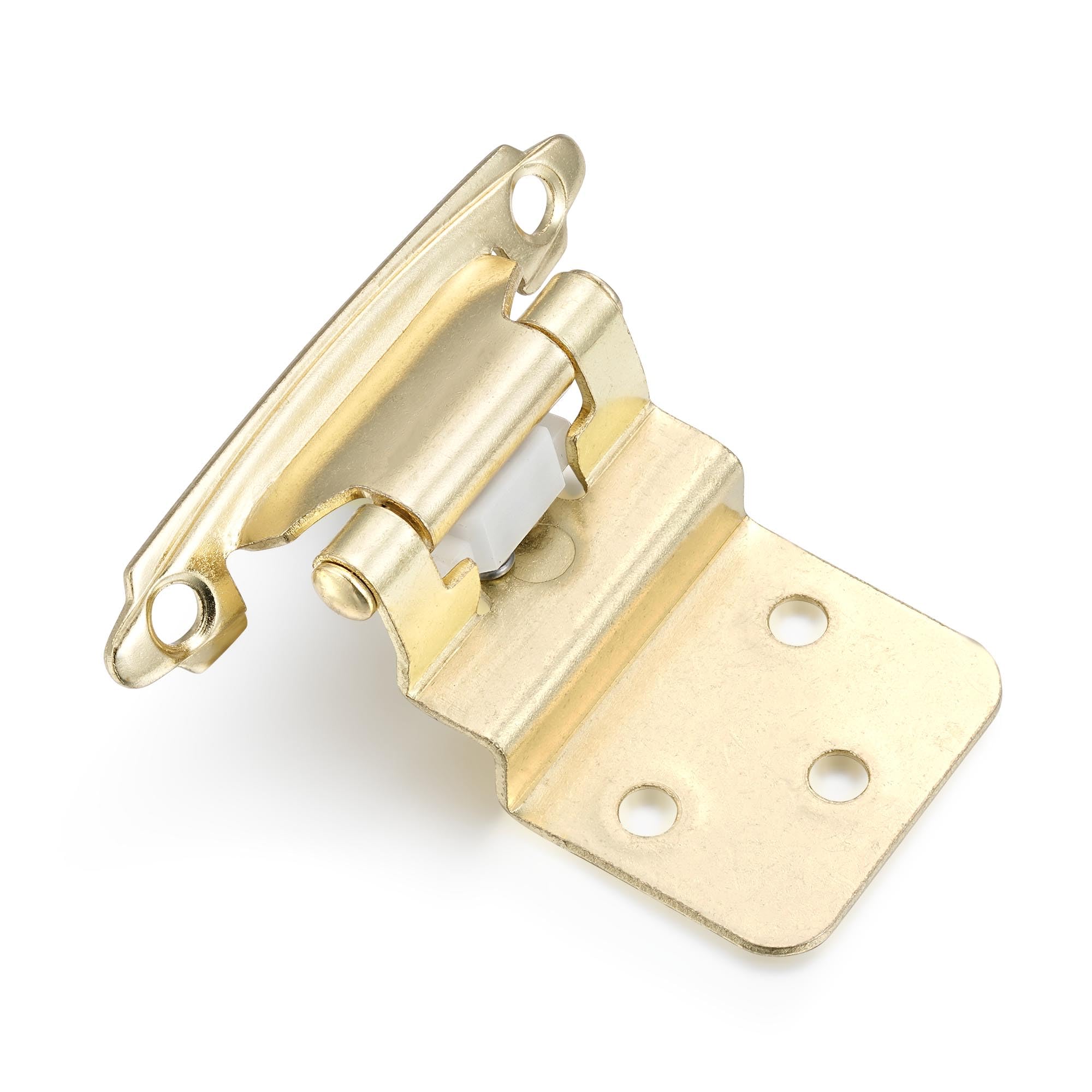 10 Pack (5 Pair) 3/8" Inset Gold (Brass) Nickel Self Closing Cabinet Hinges for Offset Kitchen Cabinet Door, Face Frame Semi Concealed Kitchen Cabinet Hinges